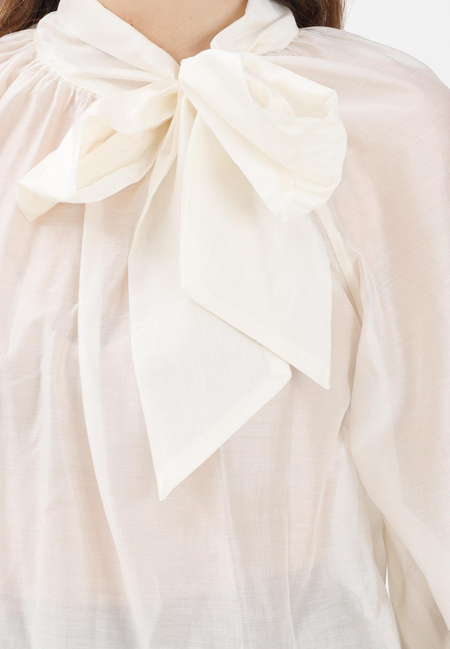 VICOLO Blusa panna da donna con fiocco TF0488 PA VICOLO