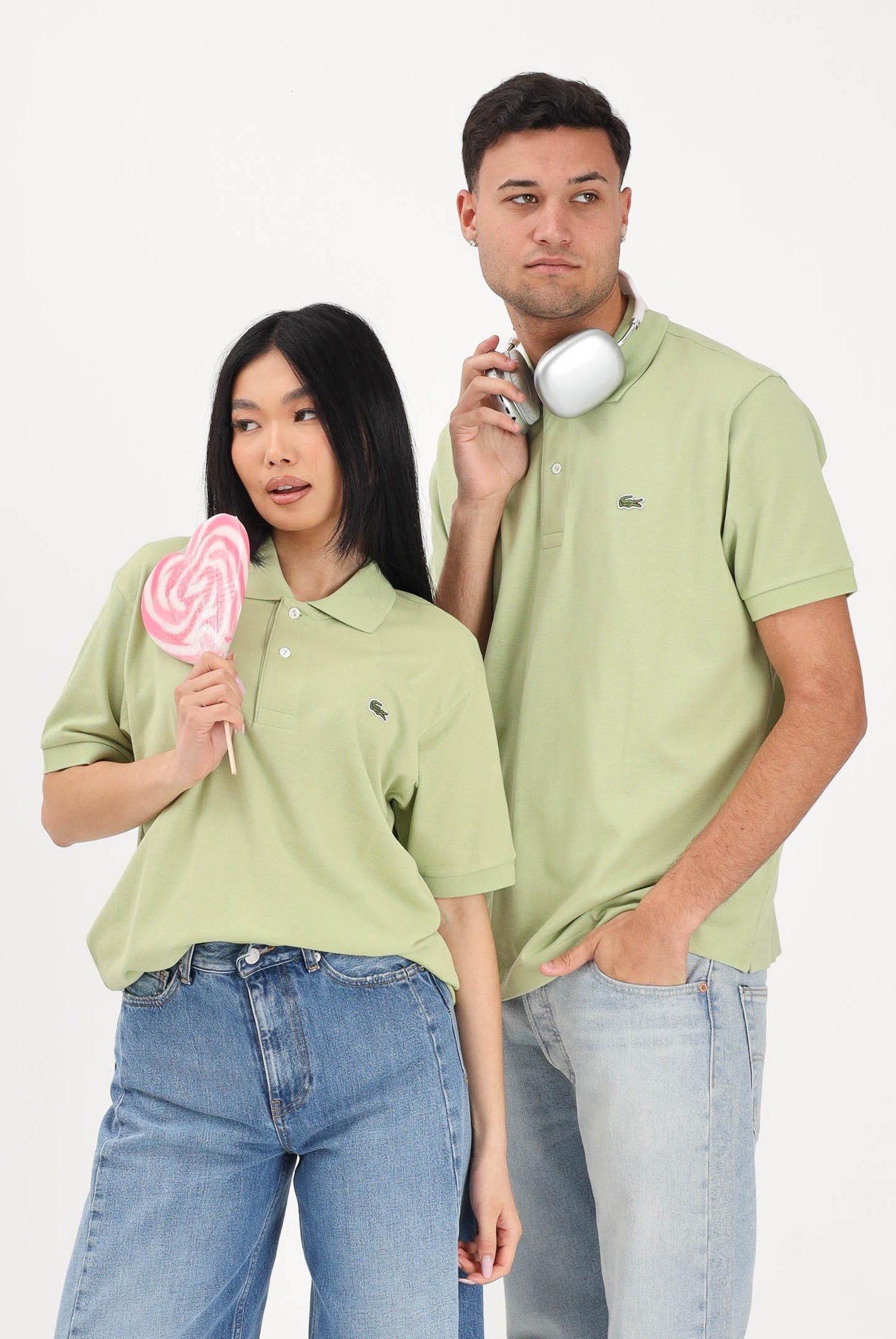 LACOSTE Polo verde chiaro per uomo e donna caratterizzata da patch logo coccodirllo 1212 UYB LACOSTE