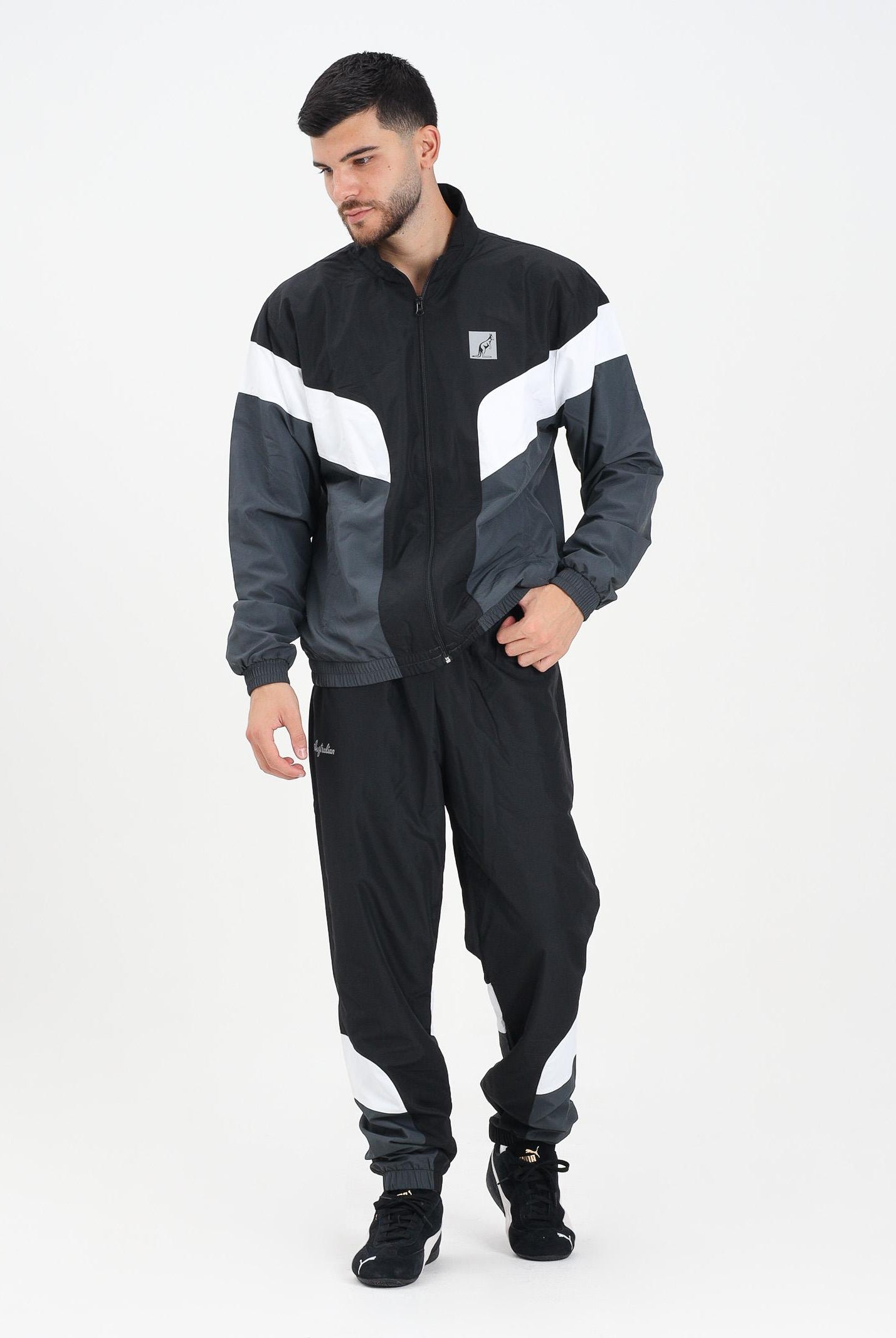 AUSTRALIAN Tuta nera da uomo con inserti a contrasto SWUTU0114 003 AUSTRALIAN