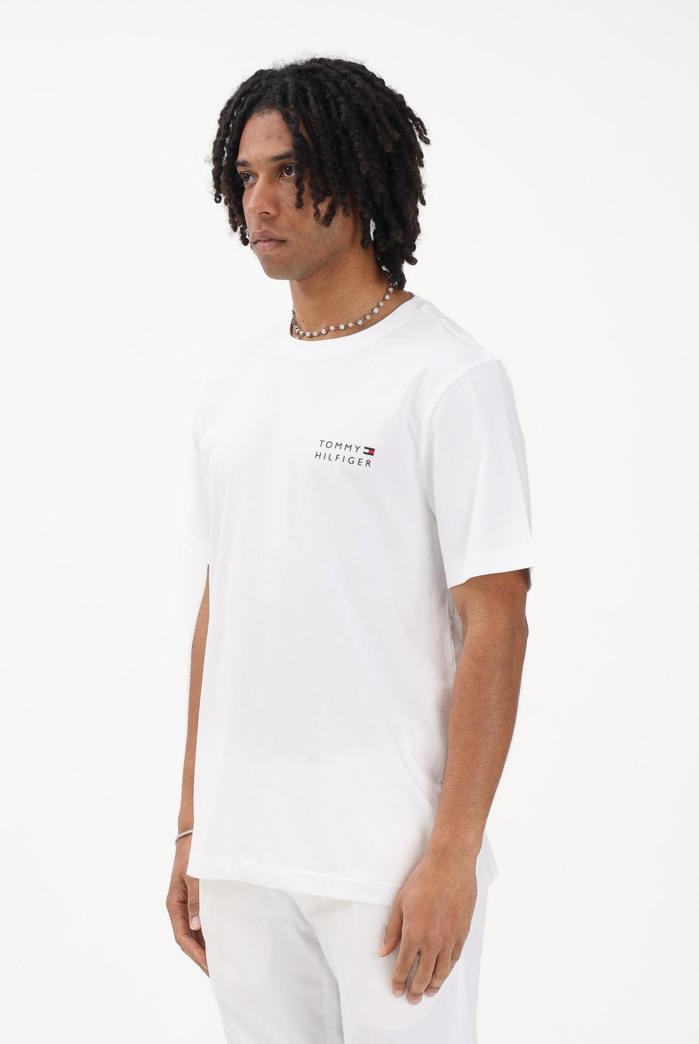TOMMY HILFIGER T-shirt a manica corta bianca da uomo con stampa MW0MW42370 YBR TOMMY HILFIGER