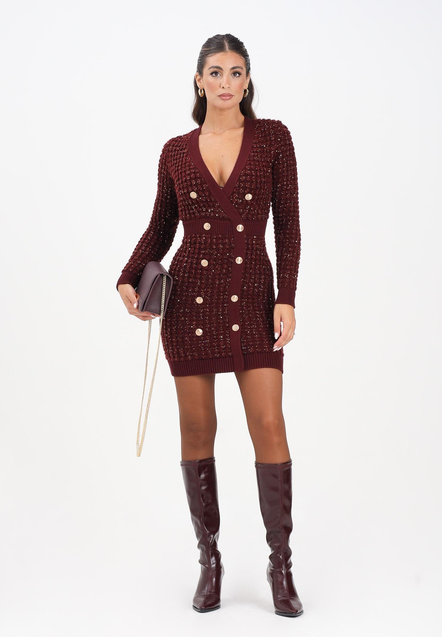 ELISABETTA FRANCHI Abito corto bordeaux da donna con paillettes AM15Q56E2 CG3 ELISABETTA FRANCHI