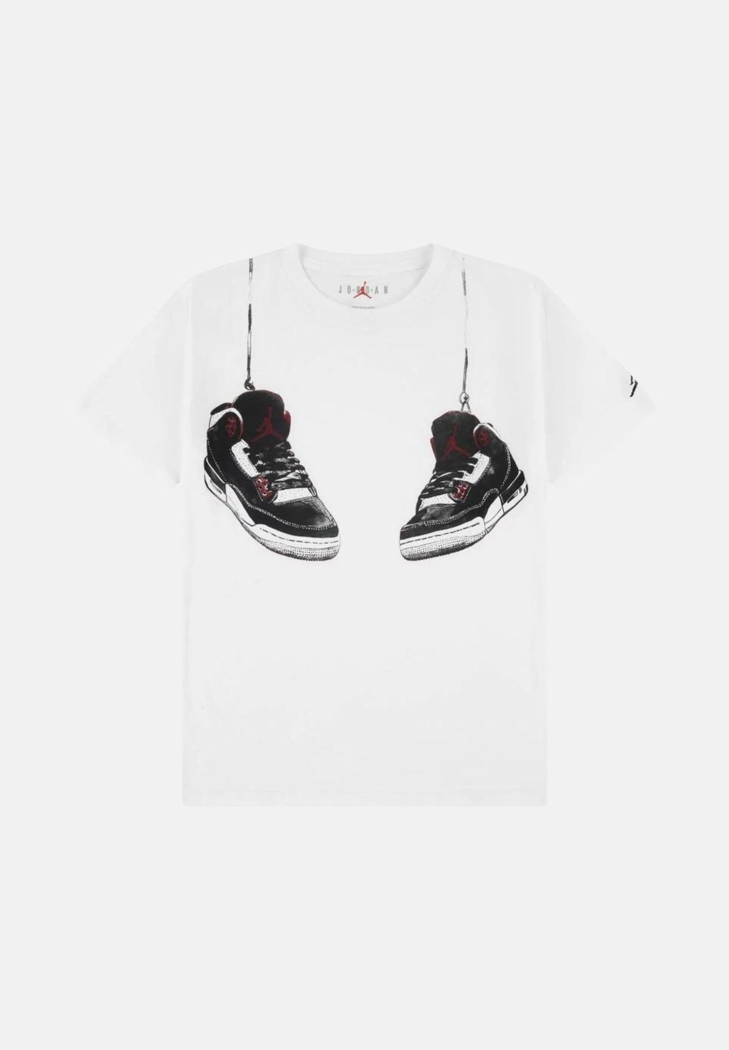 JORDAN T-shirt a manica corta Hanging AJ3 bianca per bambino e bambina 95F483 001 JORDAN