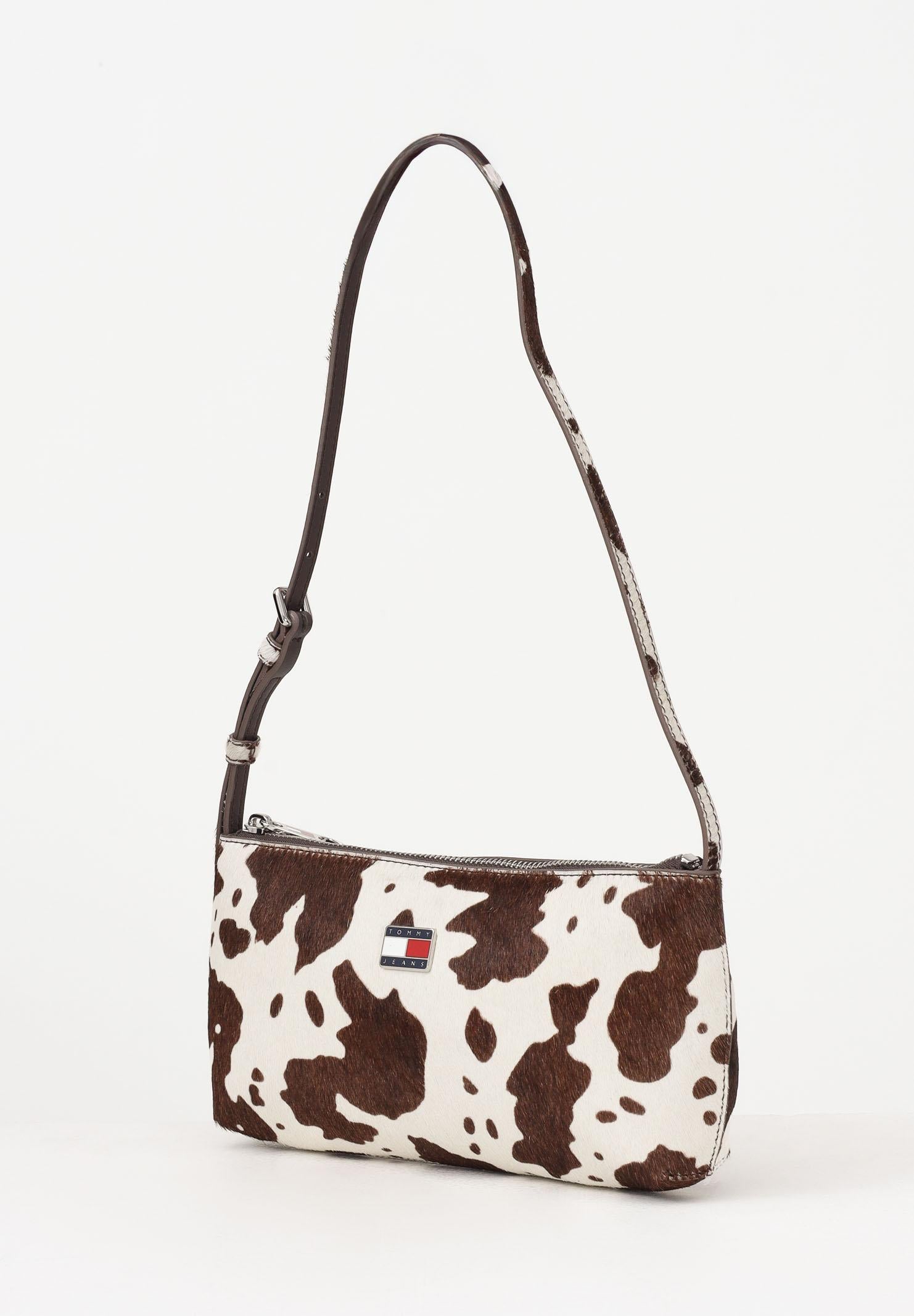 TOMMY JEANS Borsa a spalla MUST COW panna e marrone da donna AW0AW18061 0K6 TOMMY JEANS