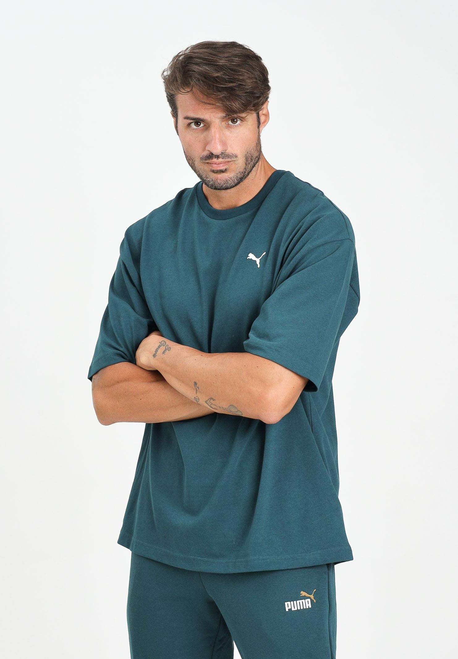 PUMA T-shirt a manica corta WARDROBE ESS verde petrolio da uomo 629645 75 PUMA
