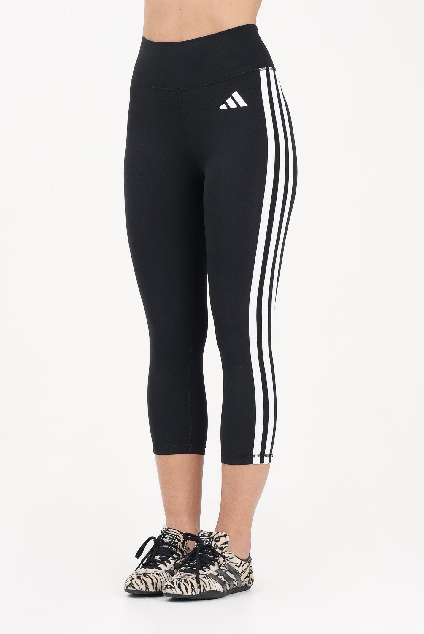 ADIDAS PERFORMANCE Leggings Optime Essentials Workout 3-Stripes 3/4 nero da donna KE6062 . ADIDAS PERFORMANCE