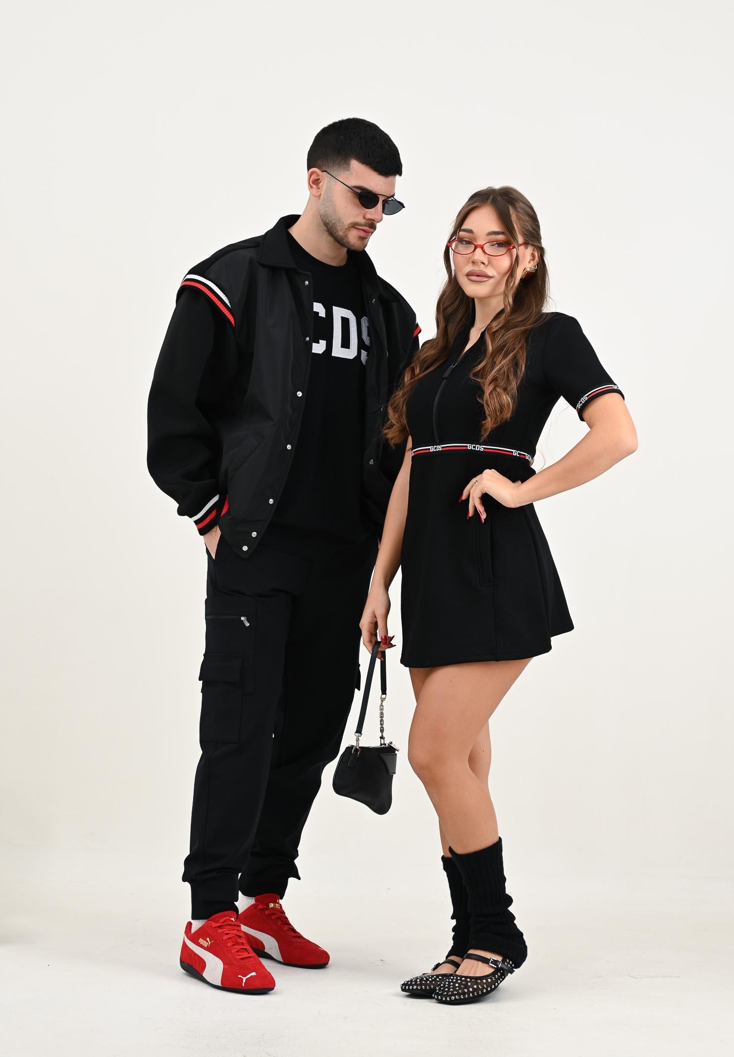 GCDS Bomber nero per uomo e donna con logo sul retro B2EM0901MA0 99 GCDS