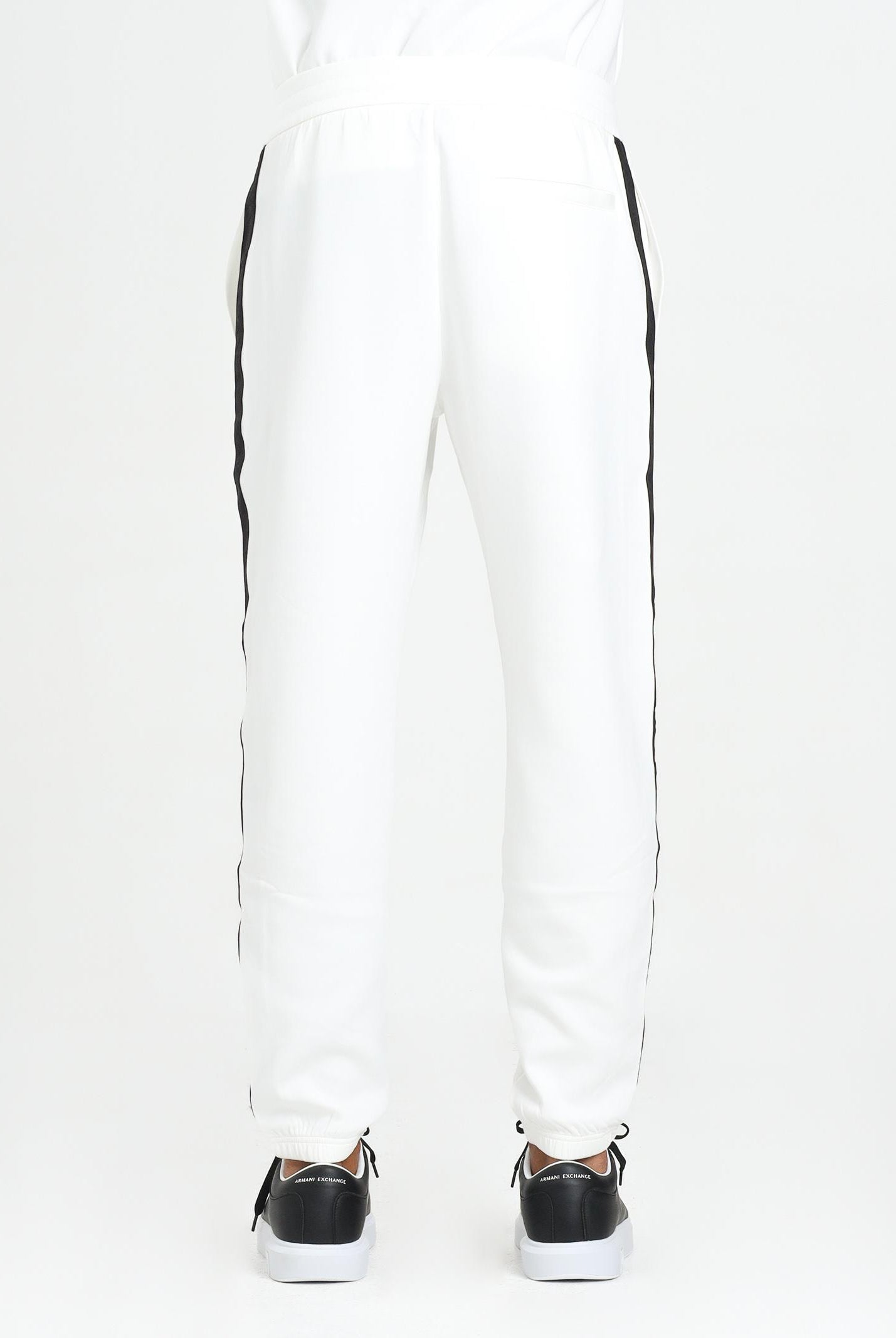 ARMANI EXCHANGE Pantalone sportivo bianco da uomo con bande laterali logate XM001301AF10818 U0009 ARMANI EXCHANGE