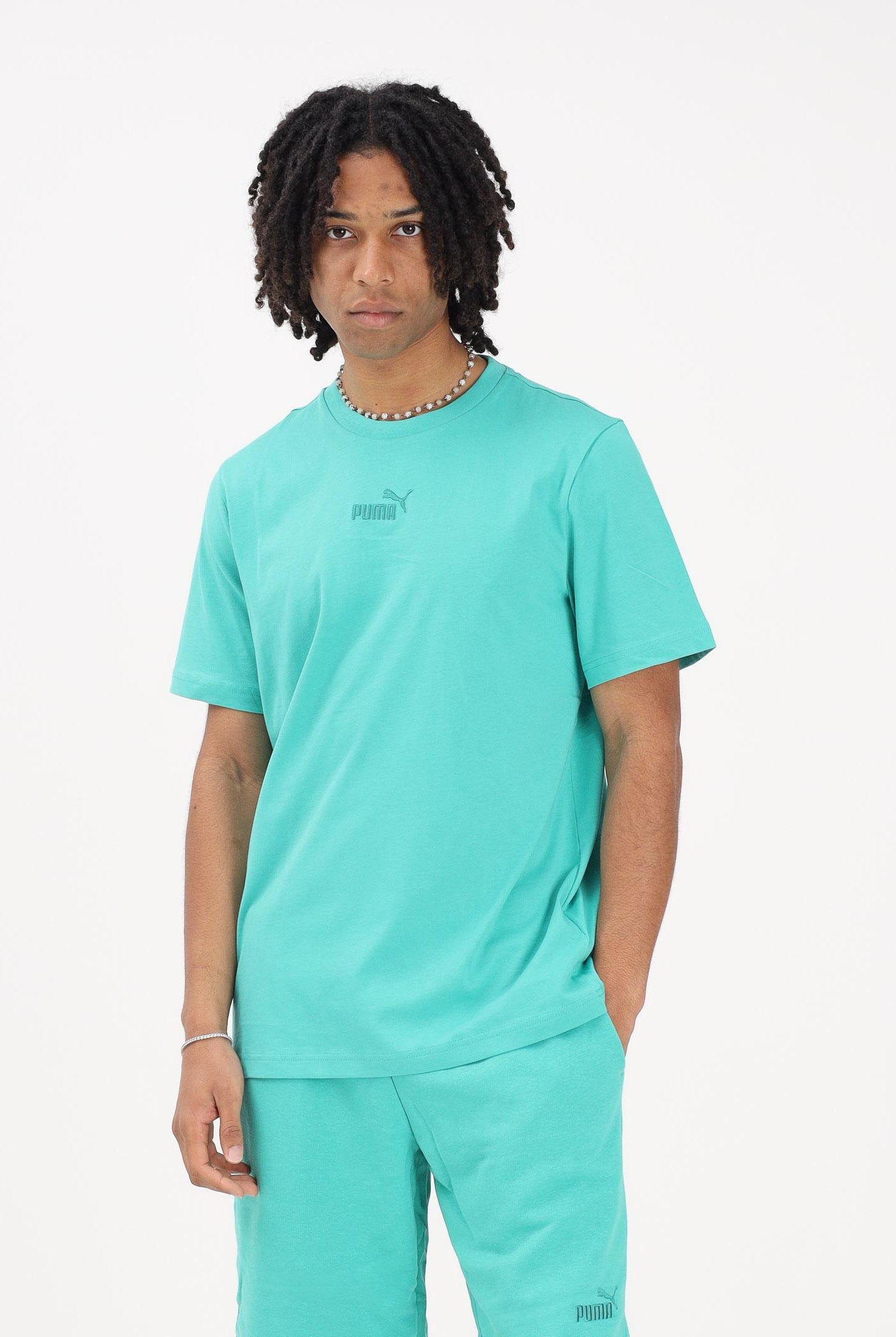 PUMA T-shirt a manica corta Essentials verde acqua da uomo 692912 40 PUMA