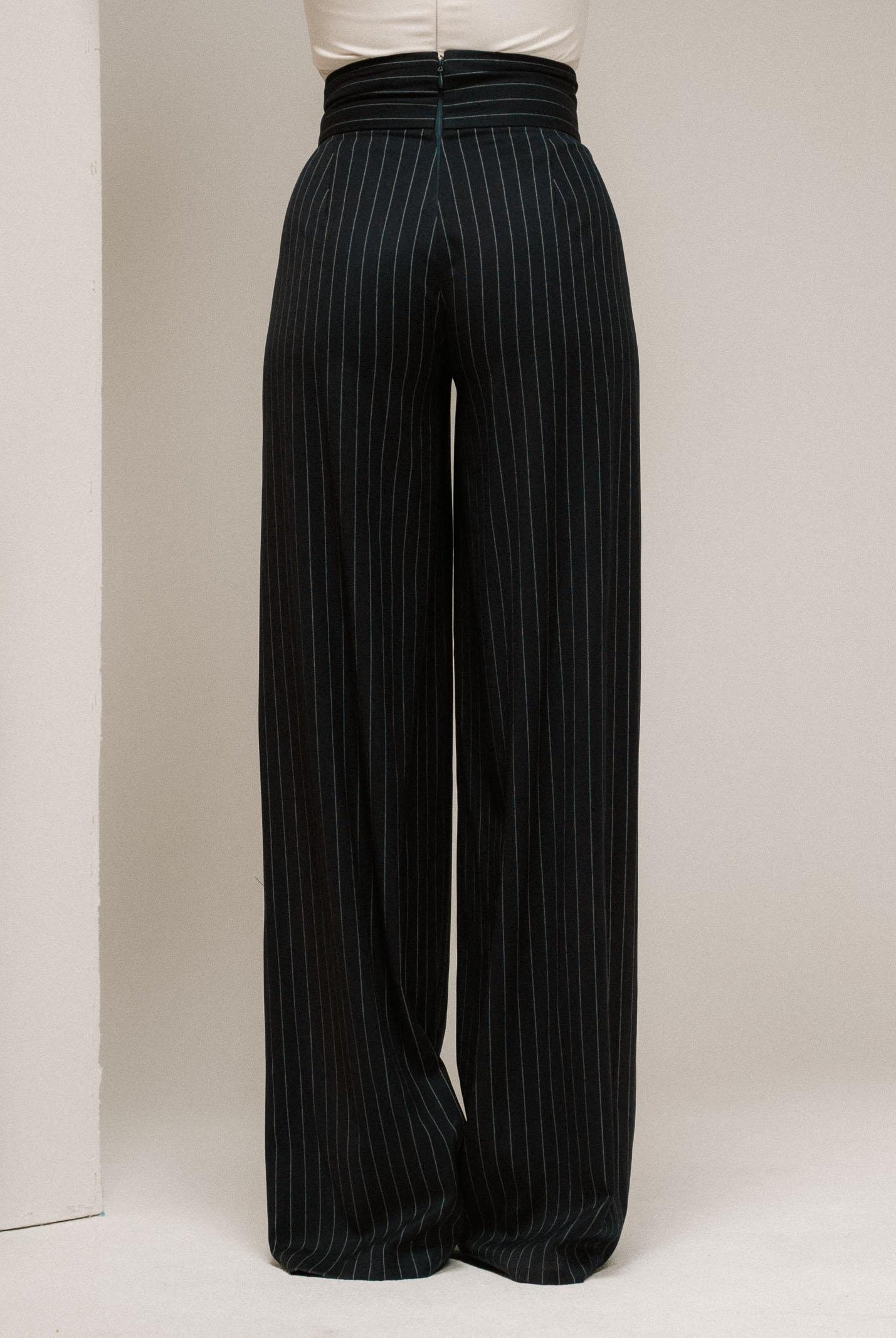 SANTAS Pantalone elegante POUVOIR blu da donna con micro gessatura verticale PV2626 BL SANTAS