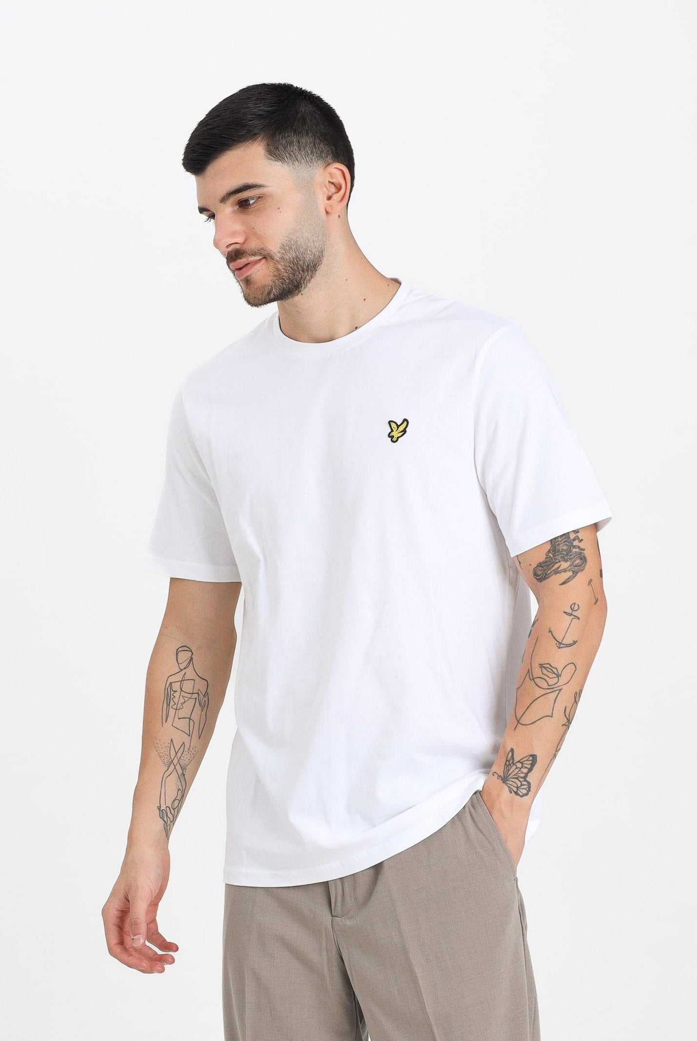 LYLE & SCOTT T-shirt a manica corta bianca da uomo con patch logo TS400VOG 626 LYLE & SCOTT