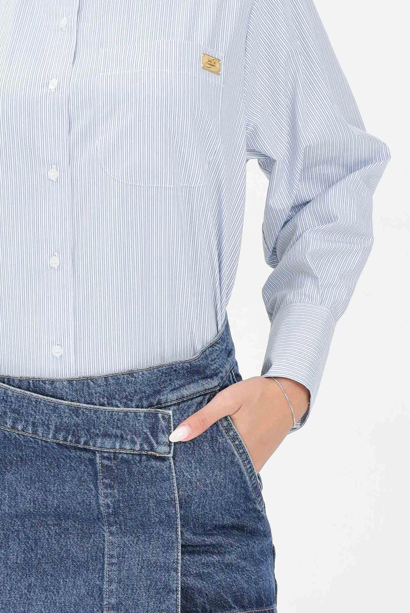 ELISABETTA FRANCHI Abito corto da donna composto da camicia a righe bianche e blu e minigonna in denim TG00156E2 EF4 ELISABETTA FRANCHI