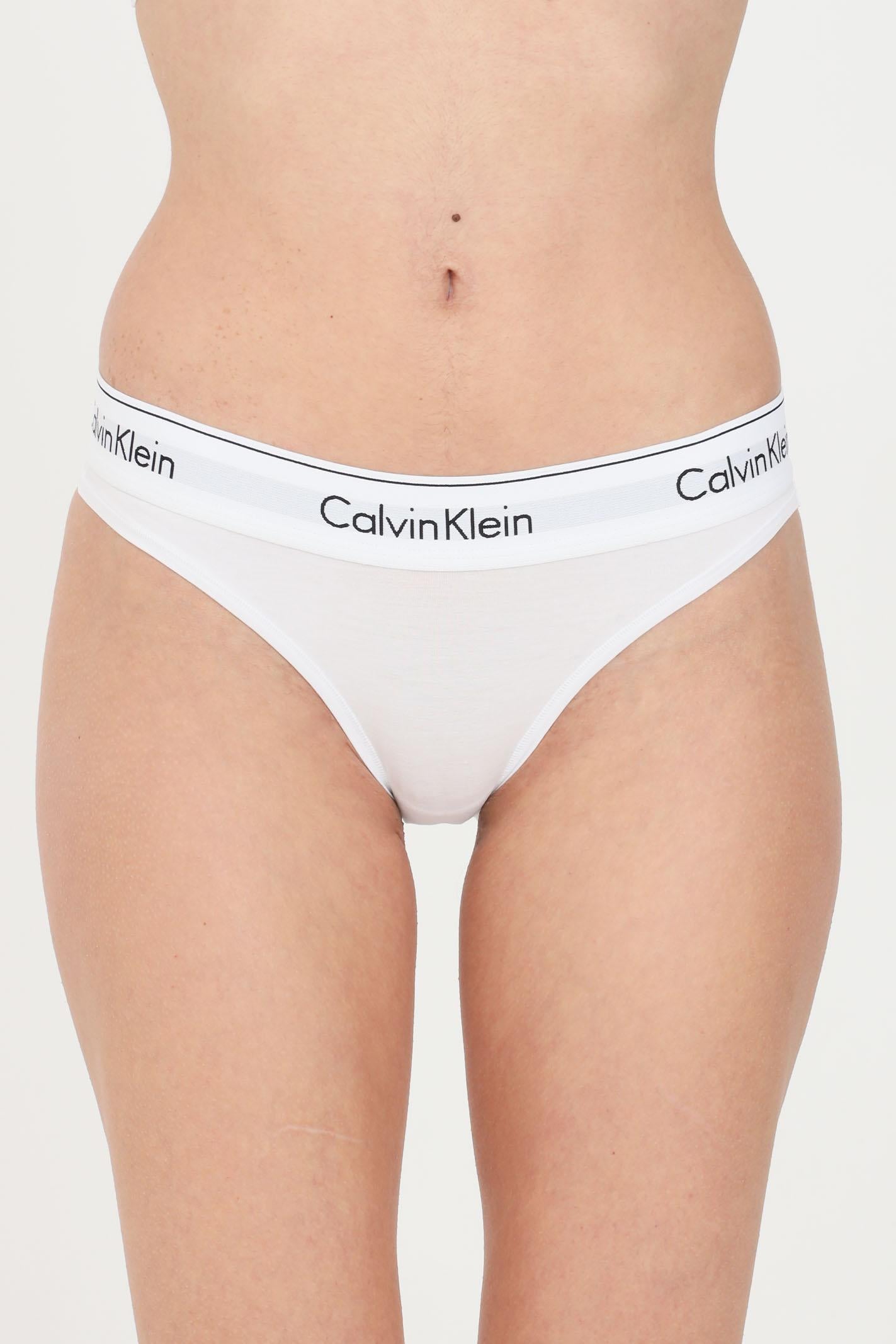 CALVIN KLEIN Slip bianco da donna con fascia elastica logata 0000F3787E 100 CALVIN KLEIN