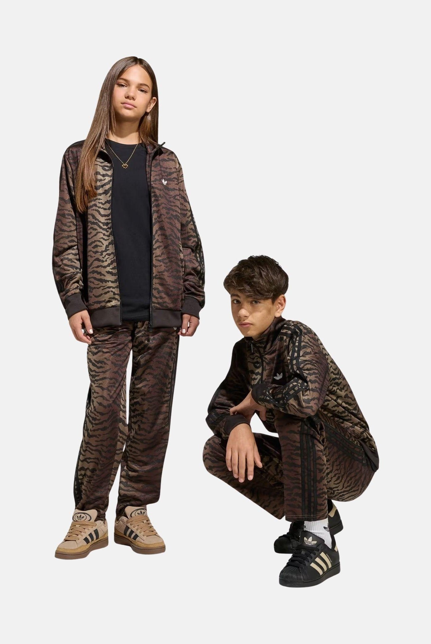 ADIDAS ORIGINALS Pantalone sportivo TRACK FIREBIRD AOP tigrato marrone per bambino e bambina KD3200 . ADIDAS ORIGINALS