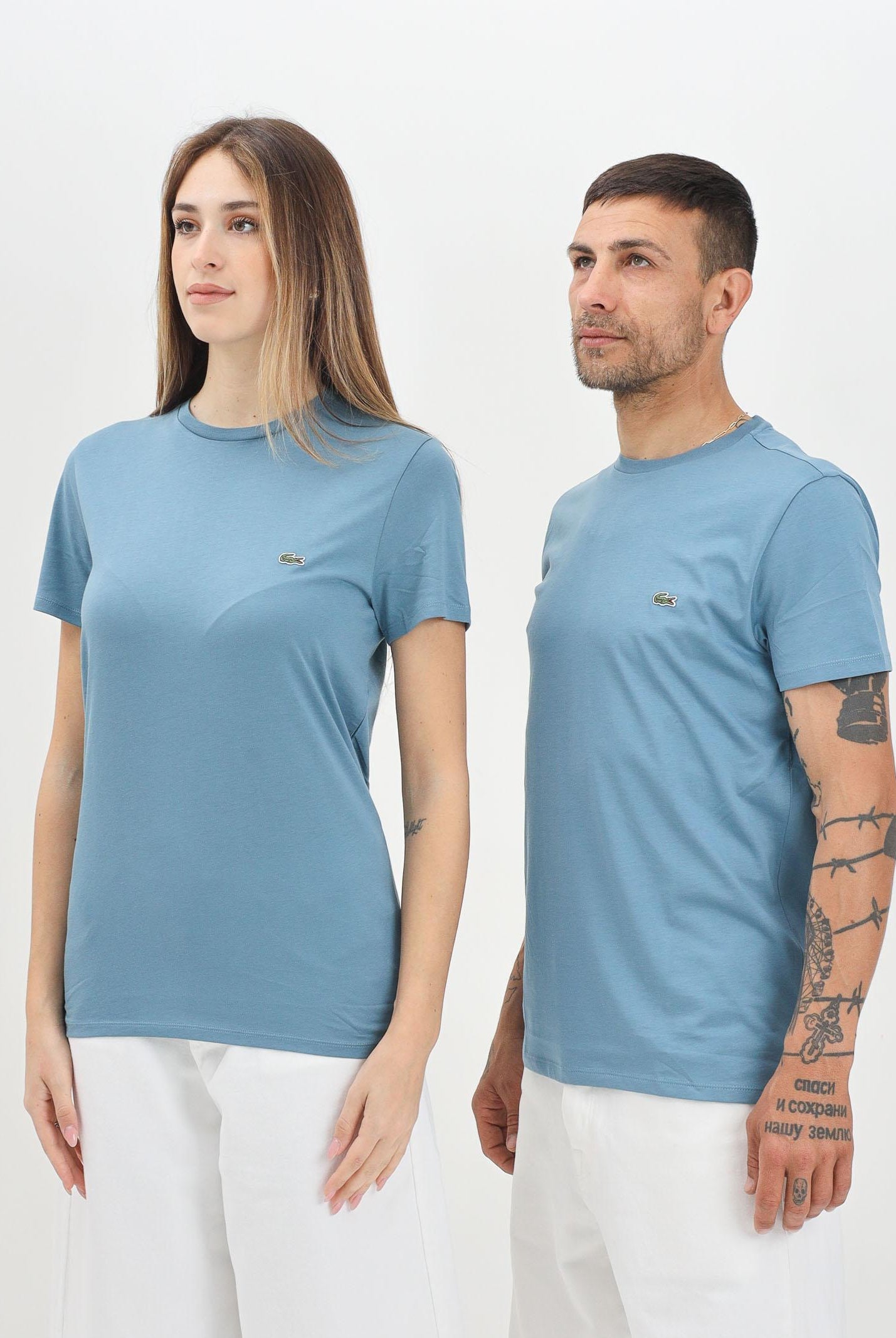 LACOSTE T-shirt a manica corta avion per uomo e donna con patch logo TH6709 AEY LACOSTE