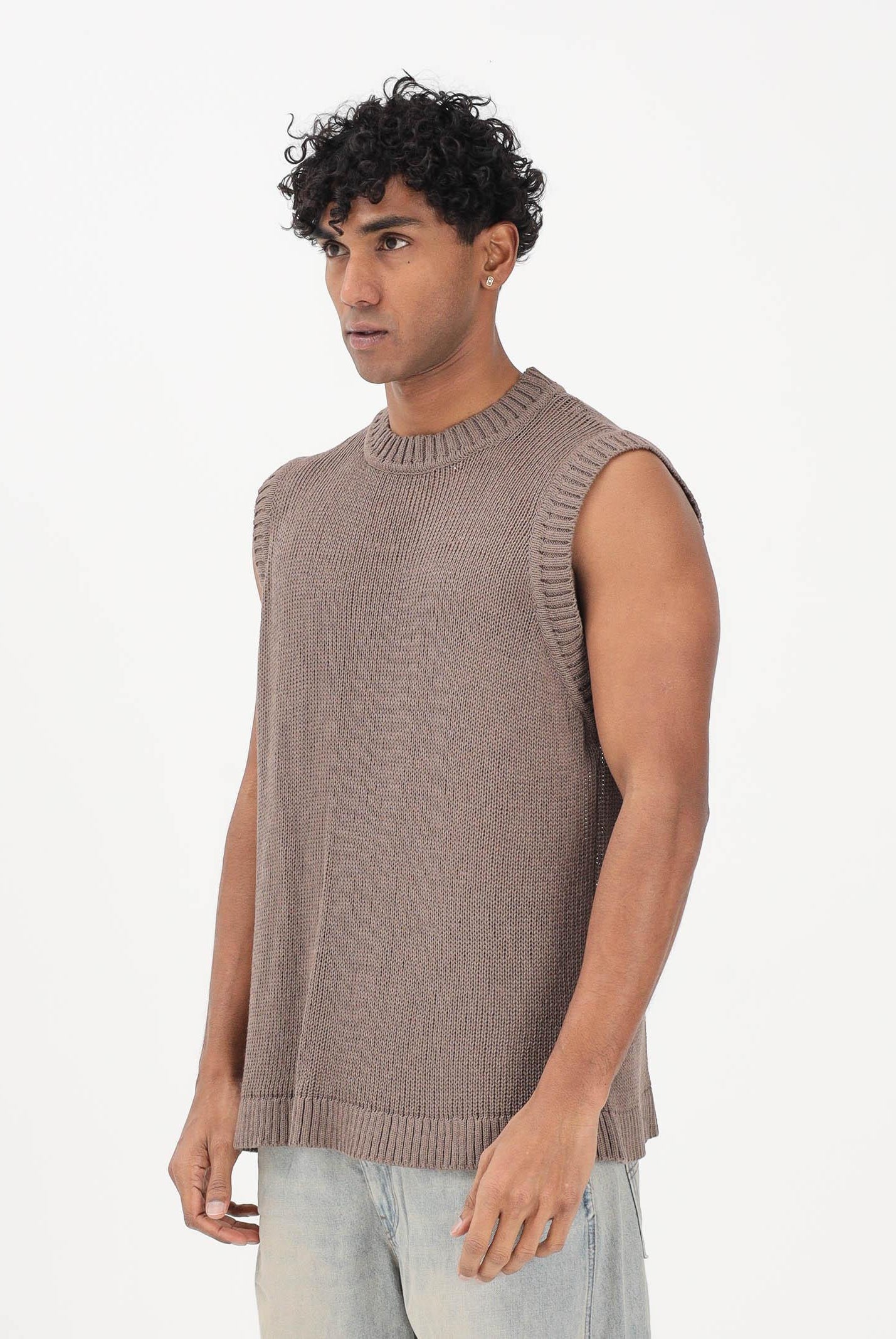 I'M BRIAN Gilet in maglia marrone da uomo MA3601 020 I'M BRIAN