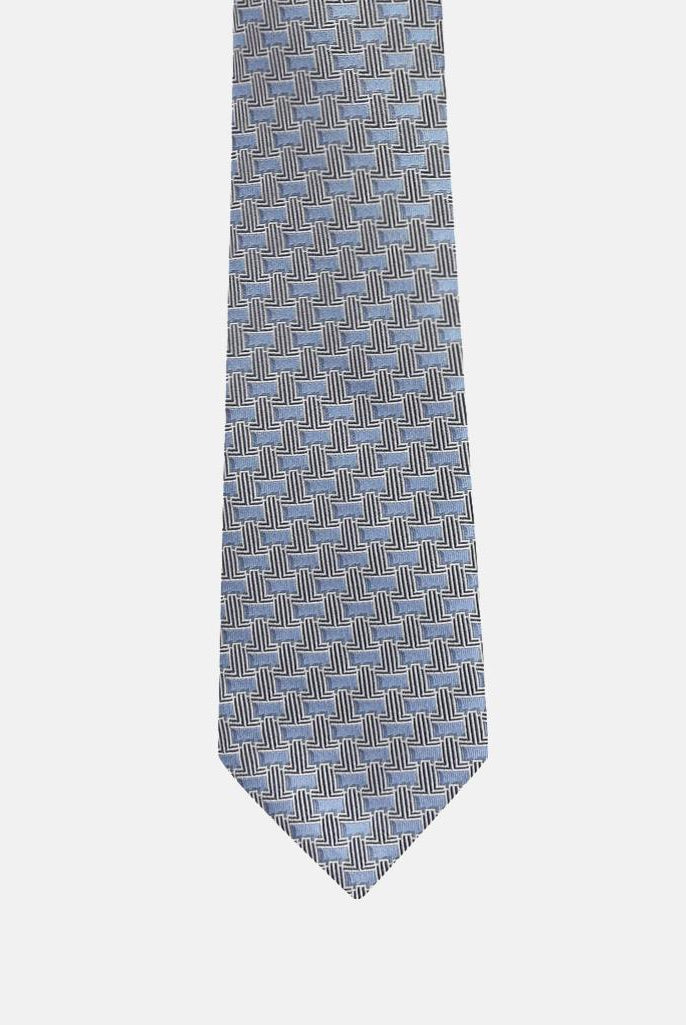 LANVIN Cravatta azzurra da uomo in seta con micro monogramma L 2156/2C . LANVIN