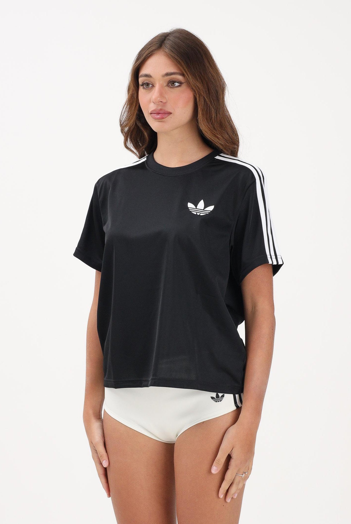 ADIDAS ORIGINALS T-shirt a manica corta FIREBIRD nera da donna KD5574 . ADIDAS ORIGINALS