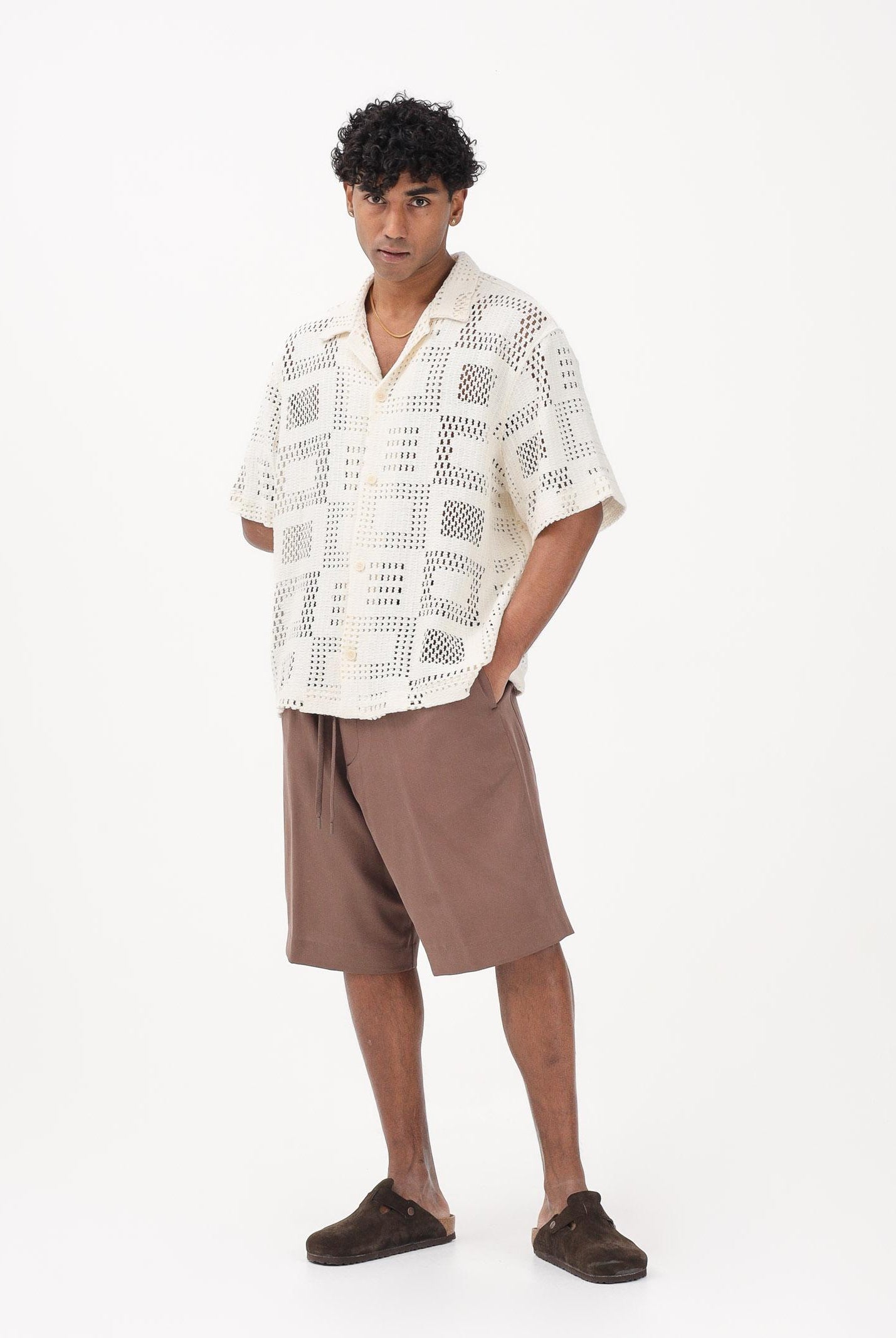 I'M BRIAN Shorts in lino marrone da uomo BE3695 020 I'M BRIAN