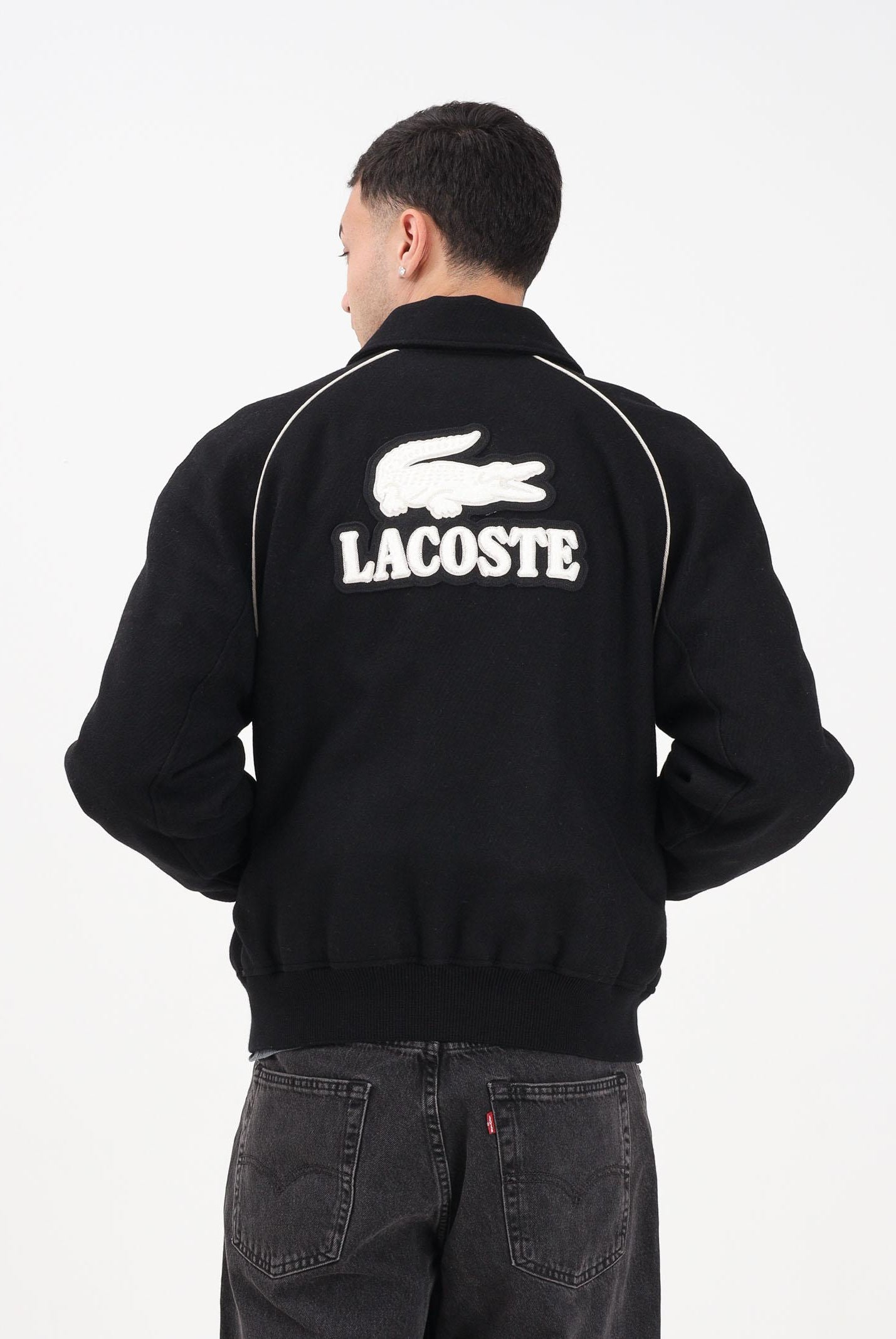 LACOSTE Bomber nero da uomo con patch logo BH5841 031 LACOSTE