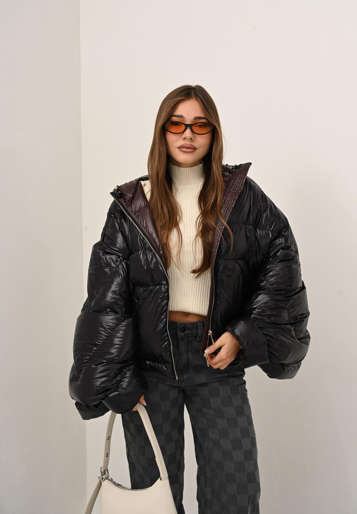 VICOLO Piumino nero da donna con manica a pipistrello TF0052 FFNE VICOLO