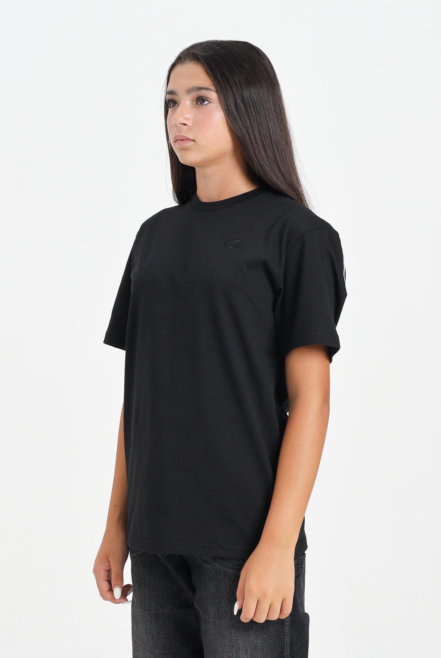 DIESEL T-shirt a manica corta nera per donna, ragazzi e bambini con logo Oval D J022760HGAM K900 DIESEL
