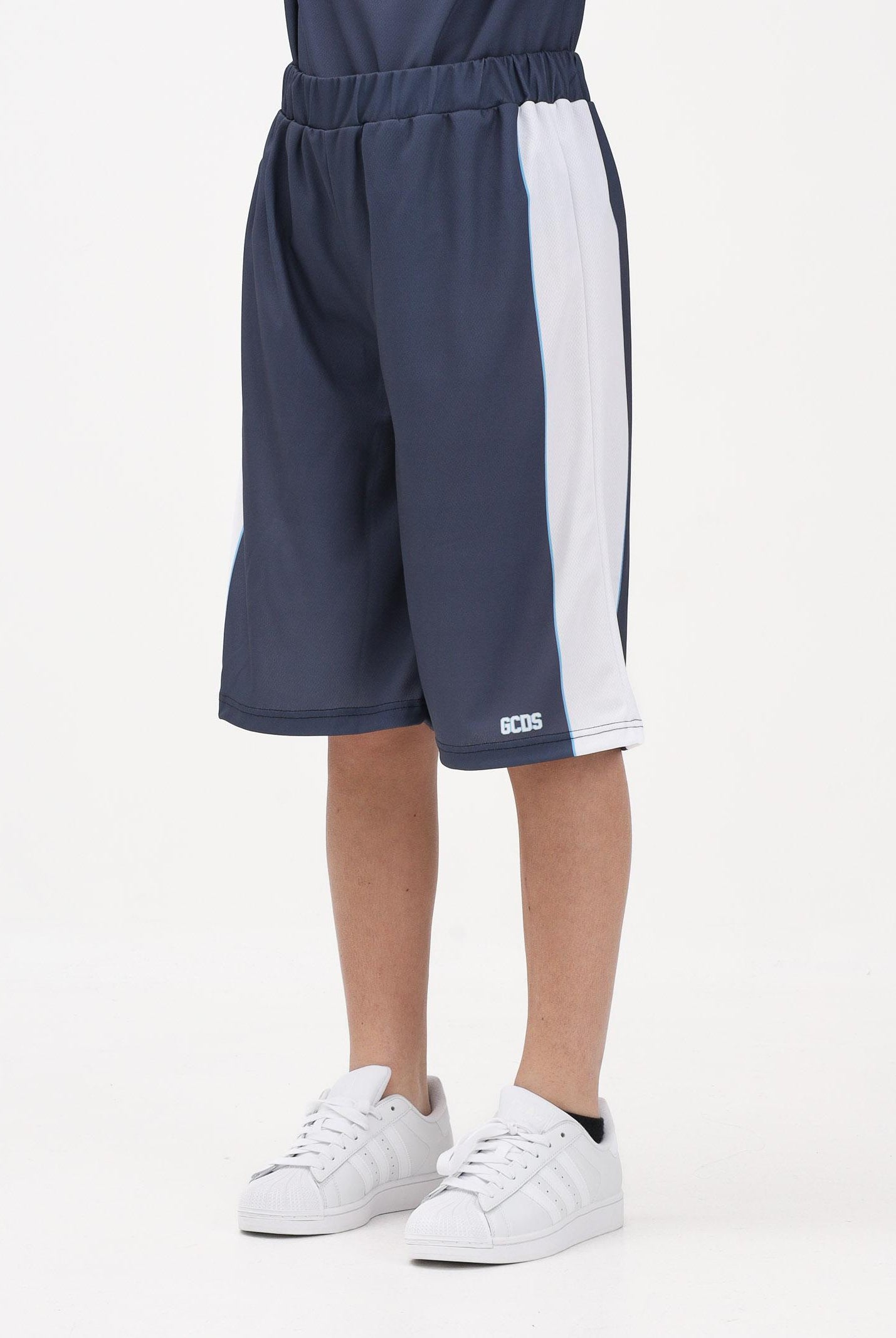 GCDS Shorts blu per donna, ragazzi e bambini con logo C1BJQL707J338 782A GCDS