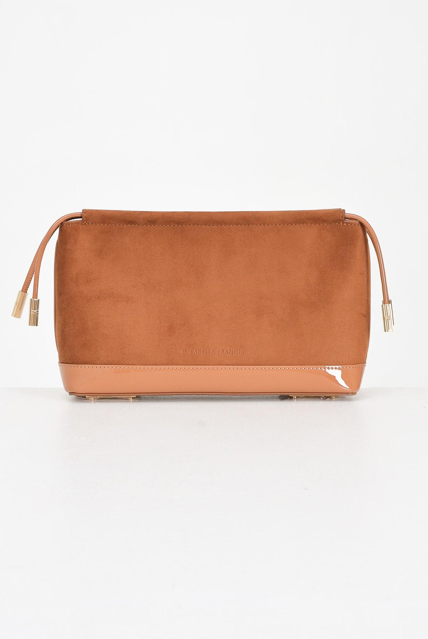 ELISABETTA FRANCHI Pochette cammello da donna realizzata in morbida pelle scamosciata BS60A57E2 EC1 ELISABETTA FRANCHI