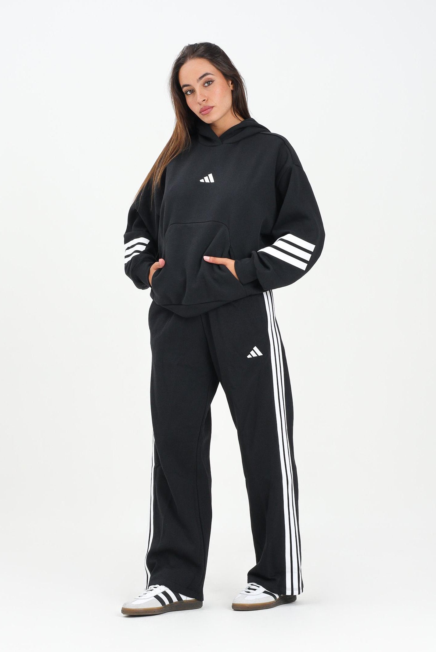 ADIDAS PERFORMANCE Pantalone sportivo Essentials 3-Stripes Open-Hem Fleece nero da donna JE1300 ADIDAS PERFORMANCE