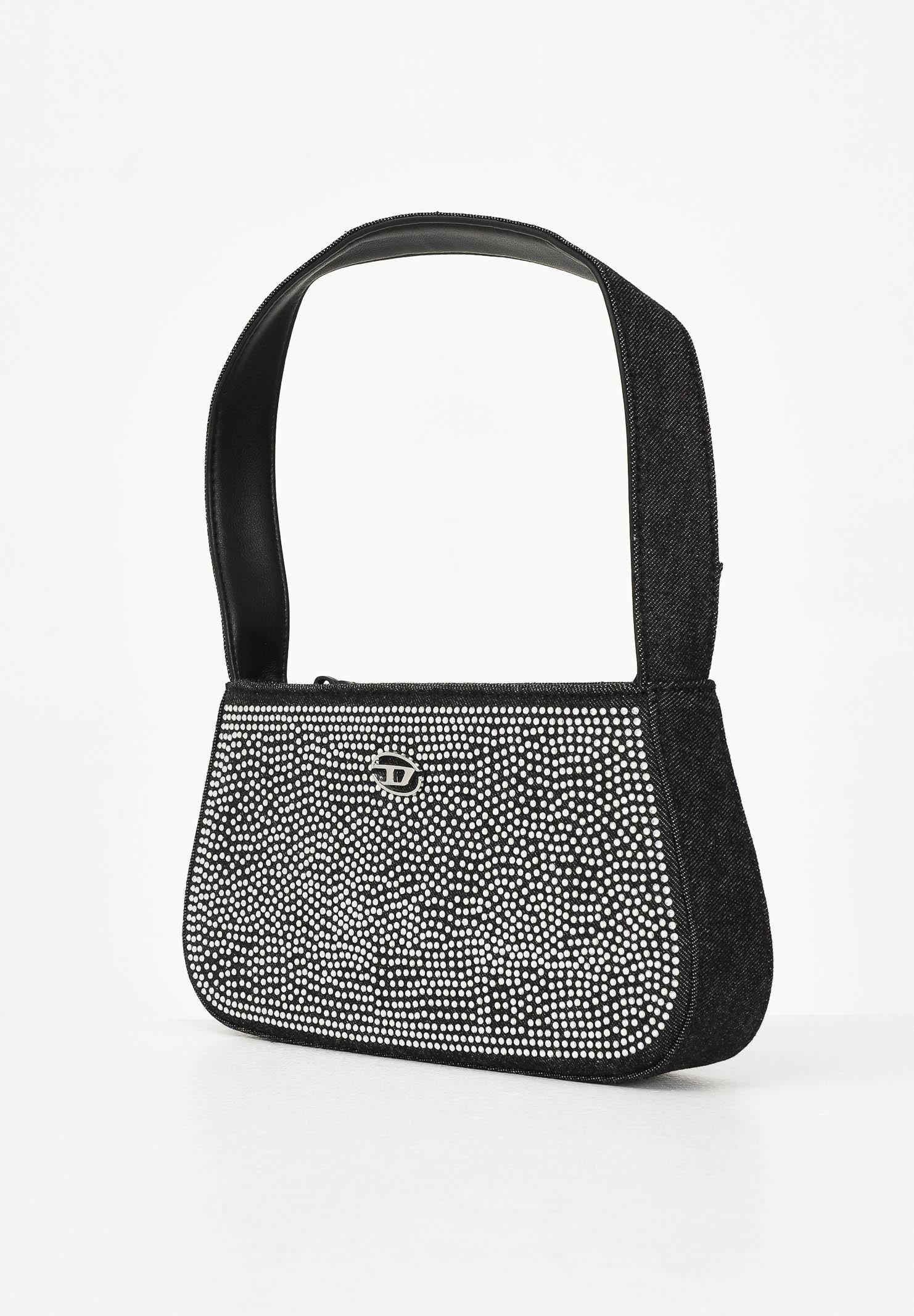 DIESEL Borsa WJULIE in denim nero da donna con strass applicati J02530KXBRM K02 DIESEL