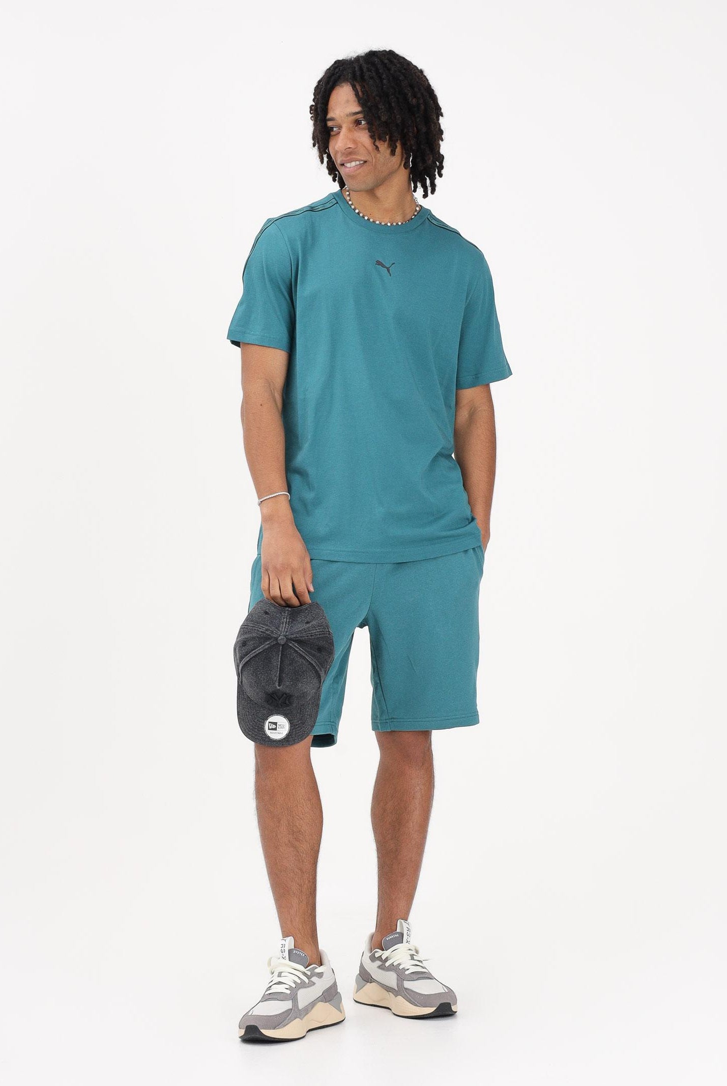 PUMA T-shirt a manica corta Essentials Tape turchese da uomo 691693 41 PUMA