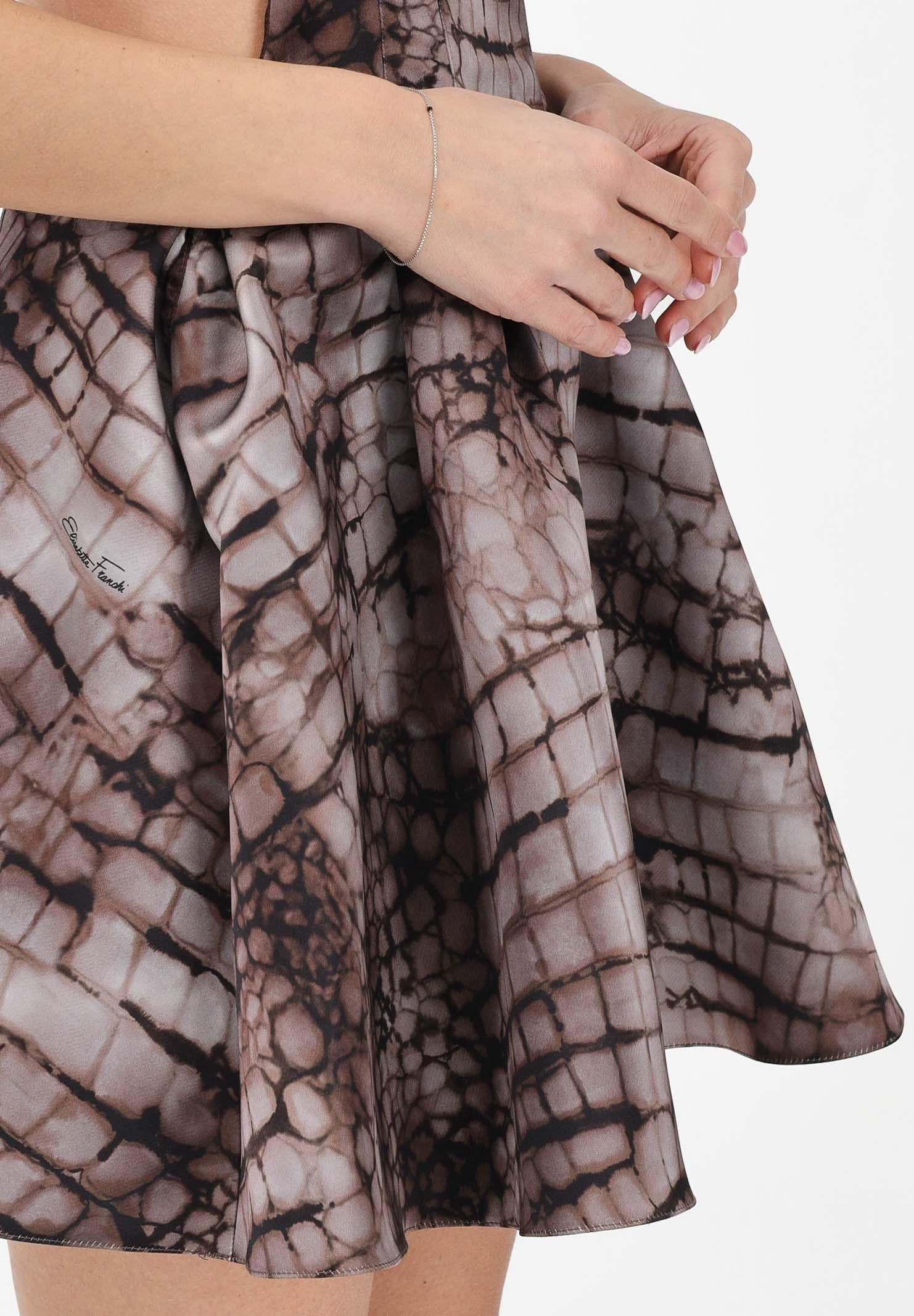 ELISABETTA FRANCHI Abito corto cacao da donna con stampa all-over a tema alligatore AB89561E2 644 ELISABETTA FRANCHI