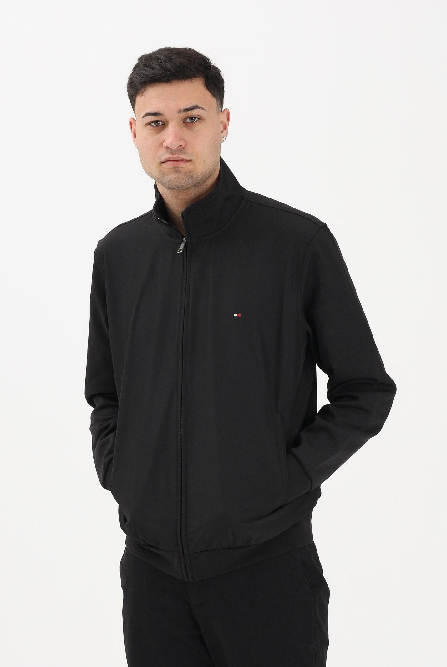 TOMMY HILFIGER Giacca a vento nera da uomo con logo MW0MW41758 BDS TOMMY HILFIGER