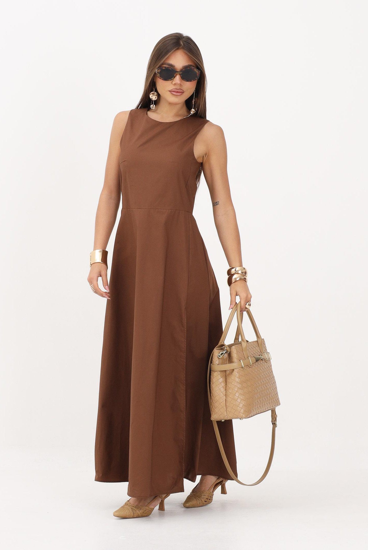 VICOLO abito lungo eleganteTabacco marrone donna. AB1814 TA VICOLO