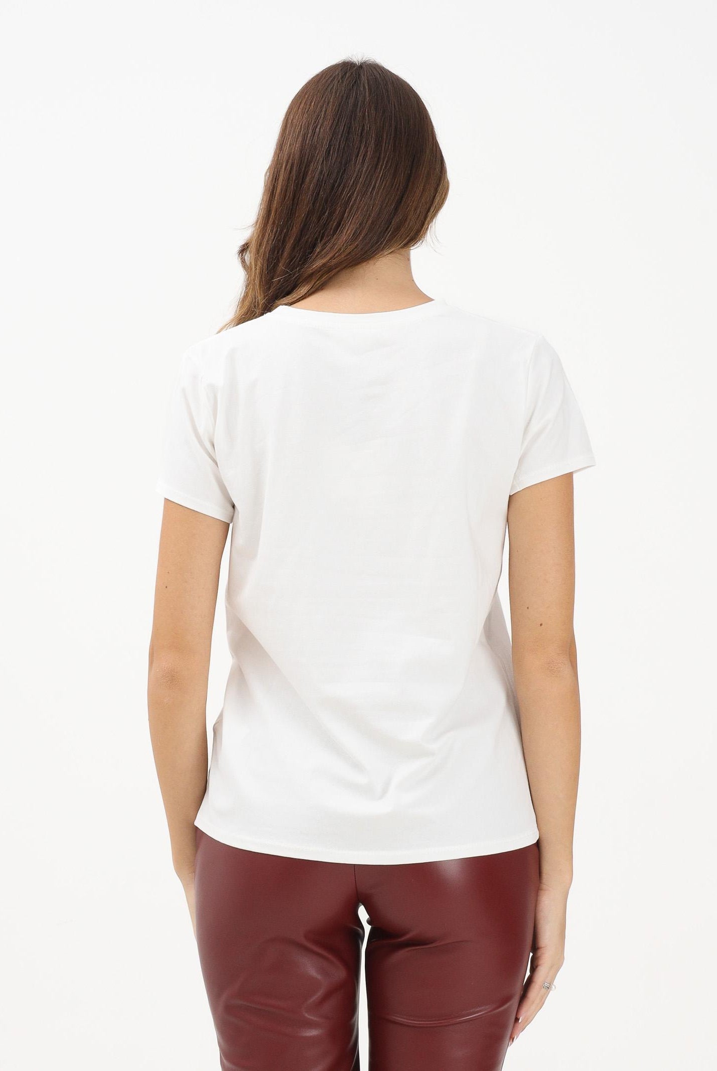 VICOLO T-shirt a manica corta bianca da donna con stampa bassotto RF0483 BI VICOLO