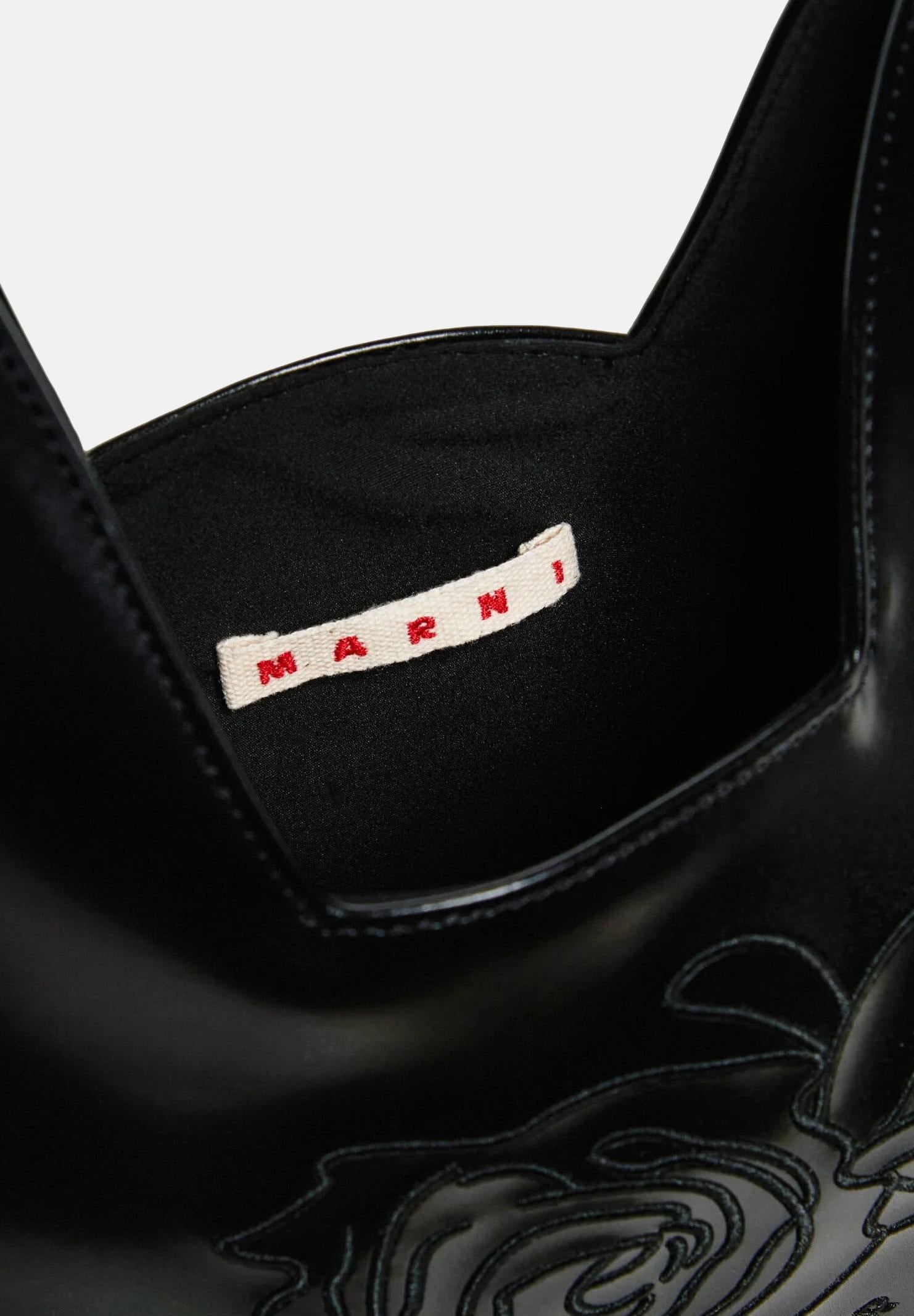 MARNI Borsa a mano Diamond nera da donna con motivo floreale ricamato M01837M00TK 0M900 MARNI