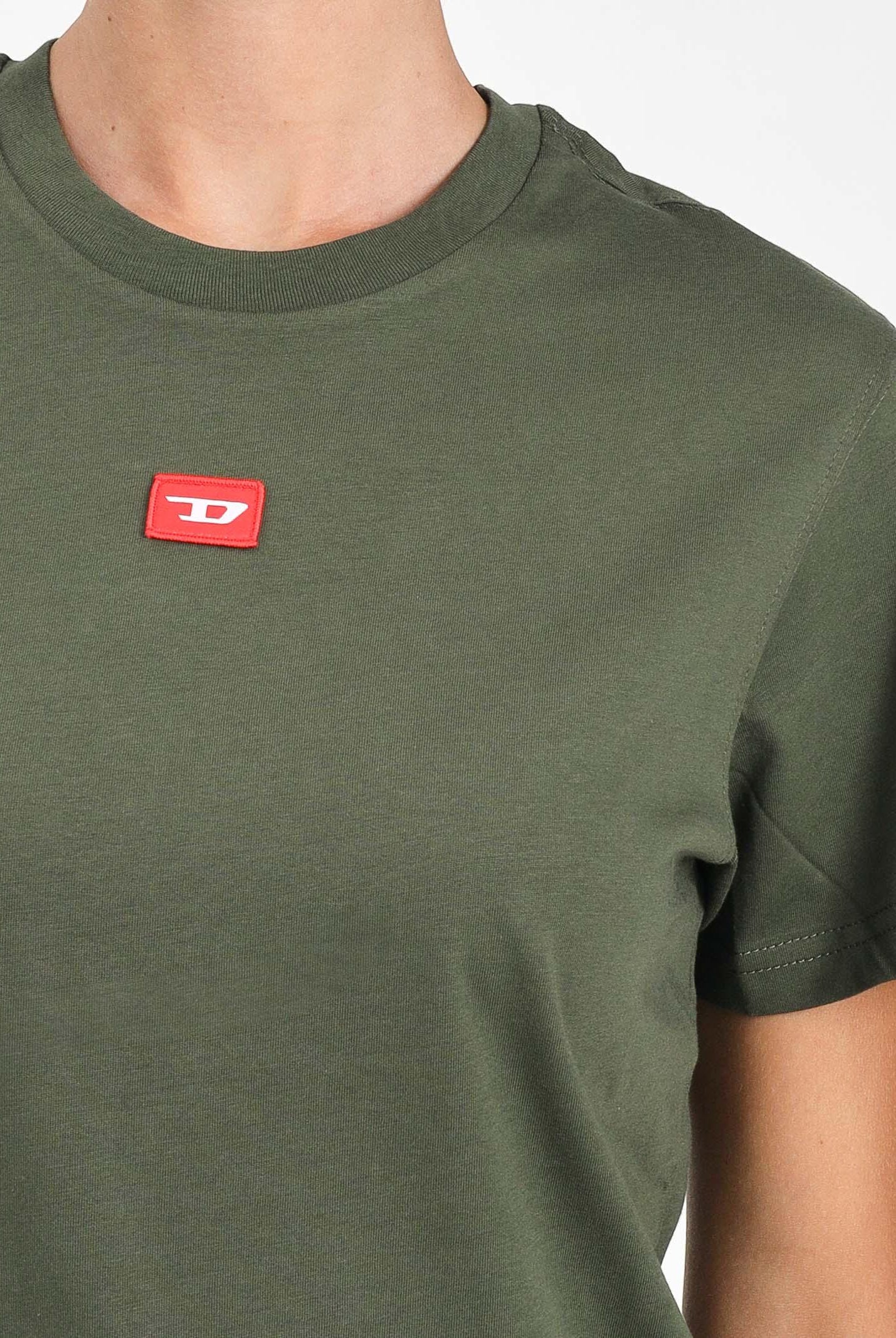 DIESEL T-shirt a manica corta verde militare per donna, ragazzi e bambini con logo J025010GRAI K513 DIESEL