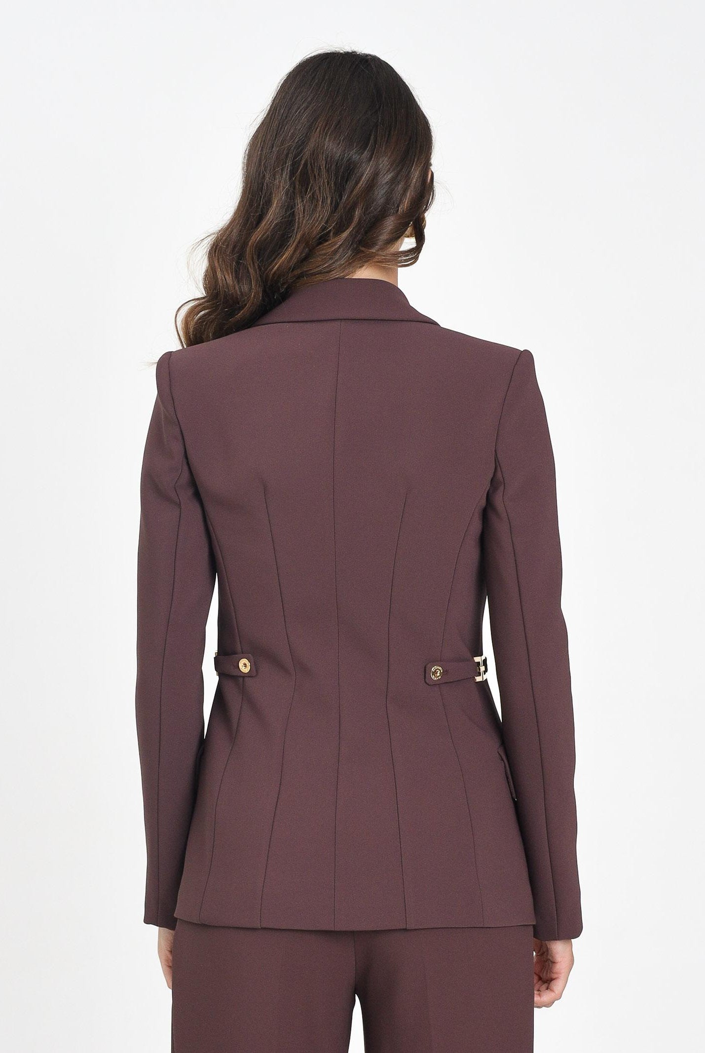 ELISABETTA FRANCHI Giacca monopetto bordeaux da donna con dettagli gioiello GI17556E2 EA4 ELISABETTA FRANCHI