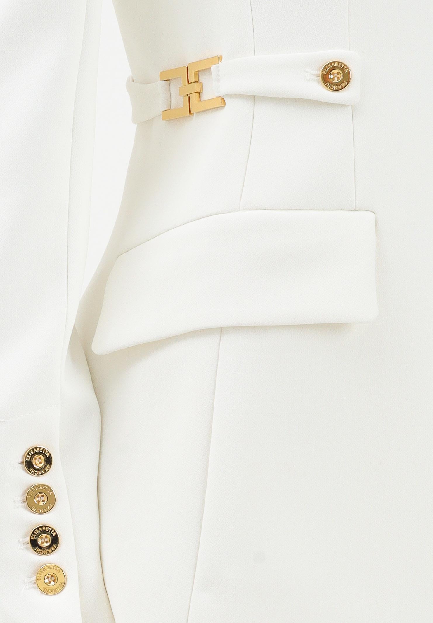 ELISABETTA FRANCHI Giacca monopetto avorio da donna con dettagli gioiello GI17556E2 360 ELISABETTA FRANCHI