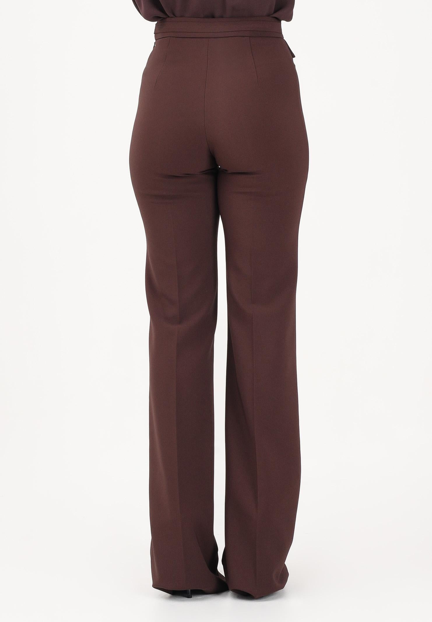 ELISABETTA FRANCHI Pantalone elegante cacao da donna con logo ricamato<BR/> PA17161E2 644 ELISABETTA FRANCHI
