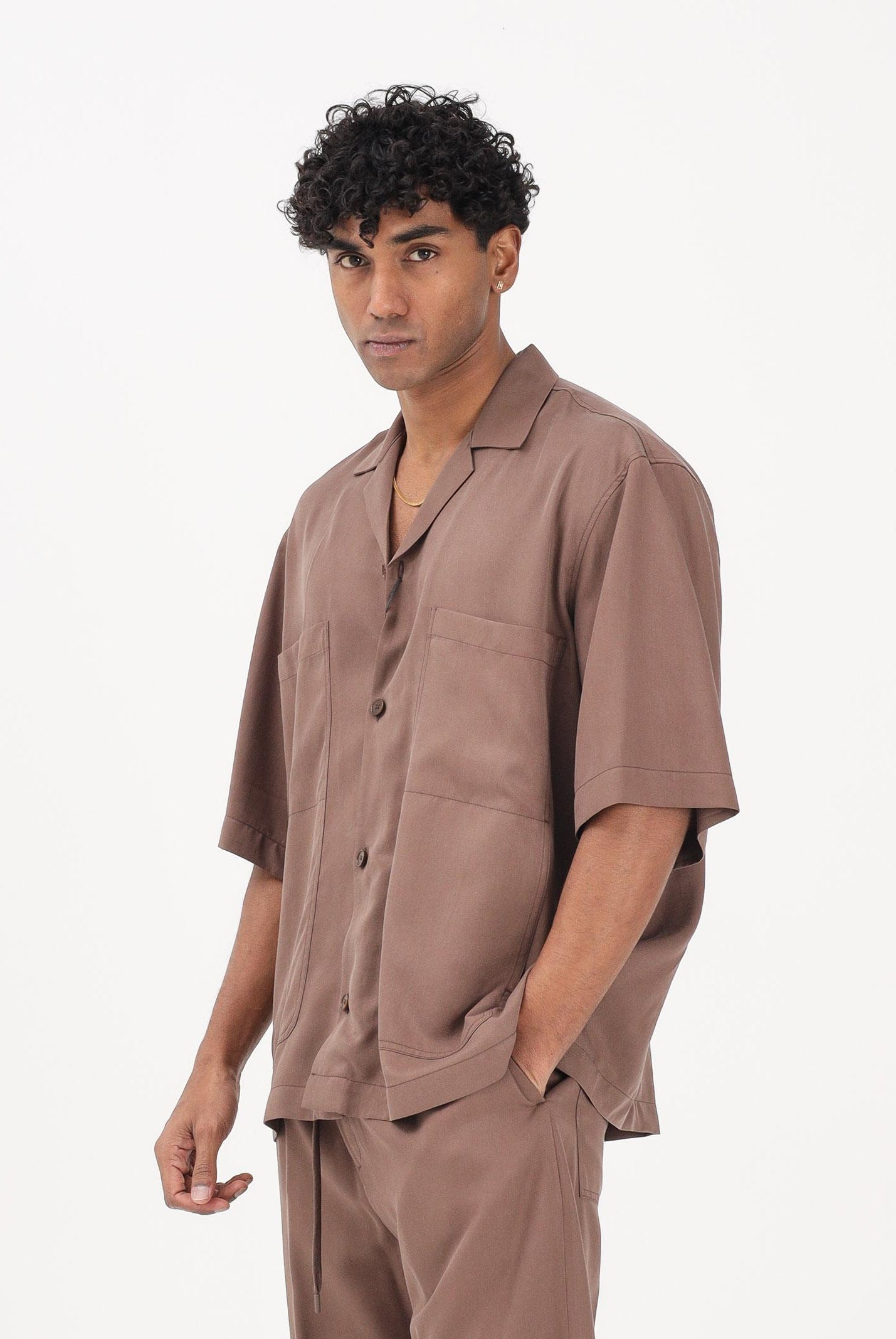 I'M BRIAN Camicia a manica corta marrone da uomo CA3626 020 I'M BRIAN