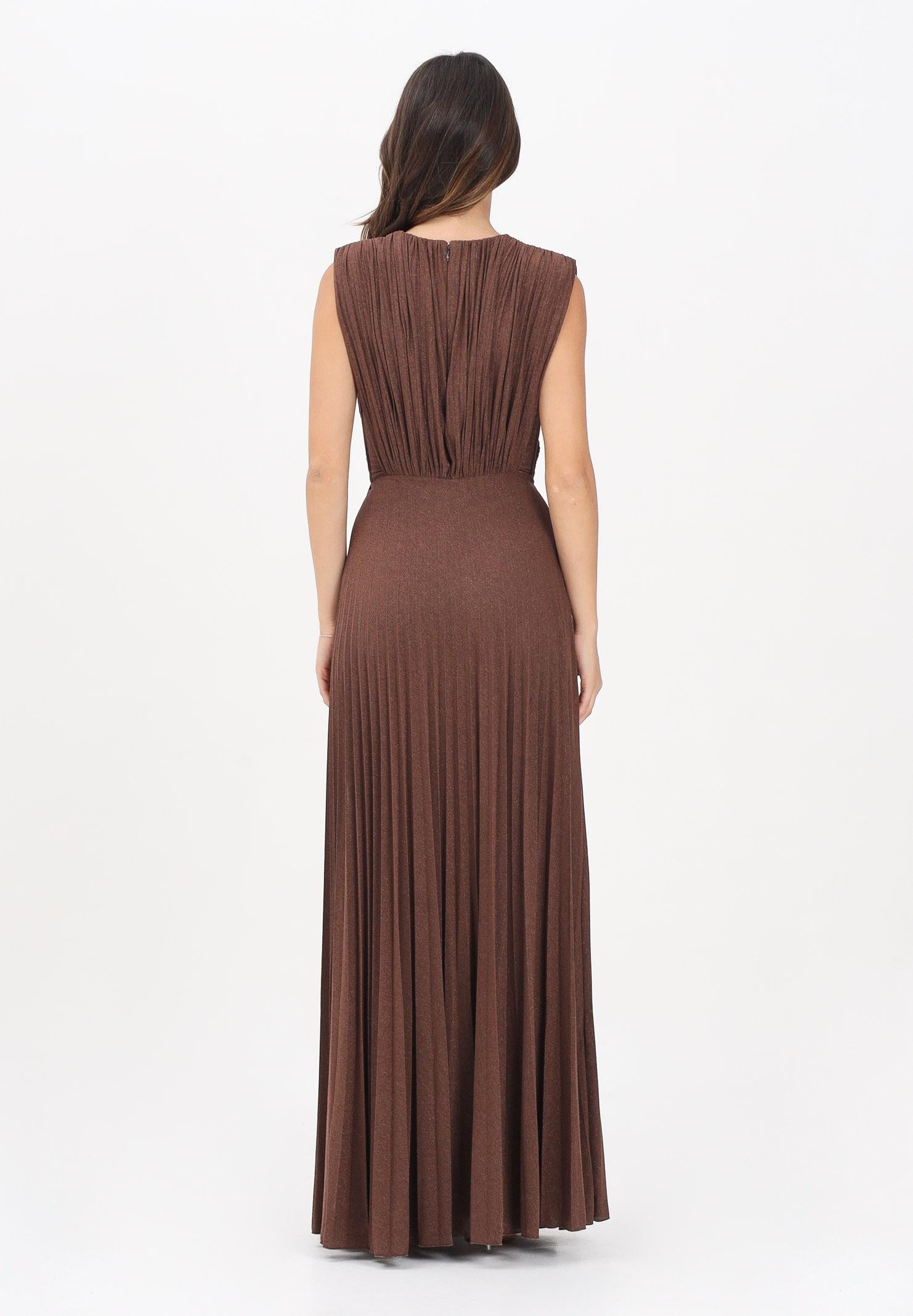 ELISABETTA FRANCHI Abito lungo color caffè da donna in jersey lurex ABR1556E2 EA3 ELISABETTA FRANCHI