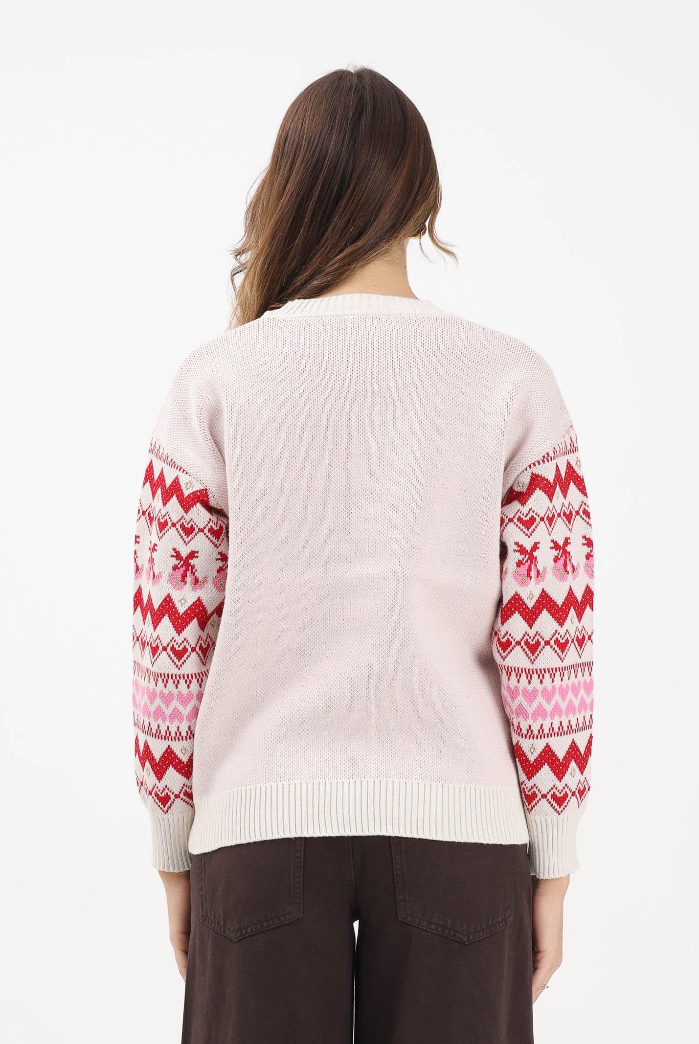 ONLY Maglioncino girocollo panna da donna dal fascino natalizio 15354832 Birch ONLY