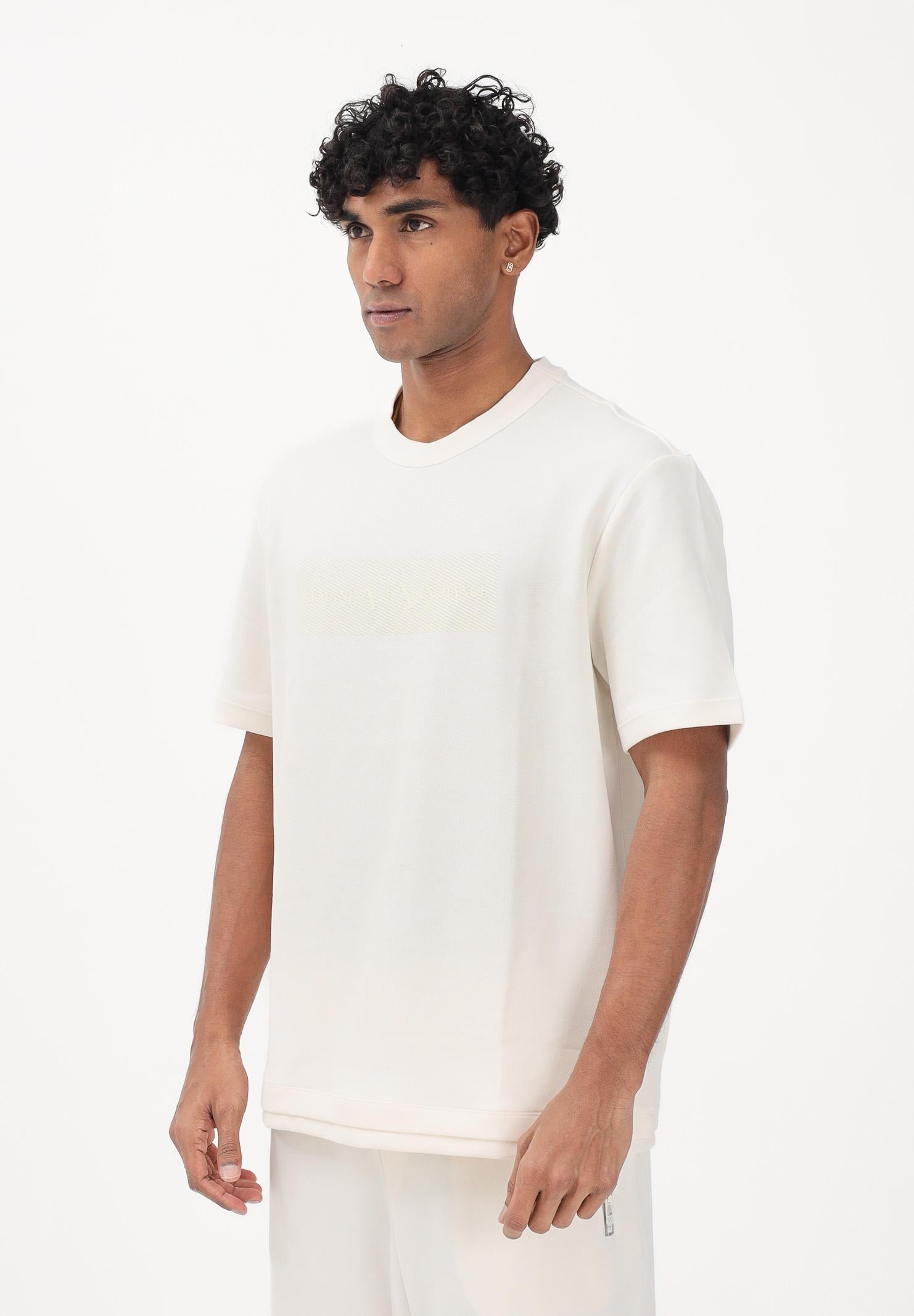 ARMANI EXCHANGE T-shirt a manica corta panna da uomo con logo XM002470AF21869 U1074 ARMANI EXCHANGE
