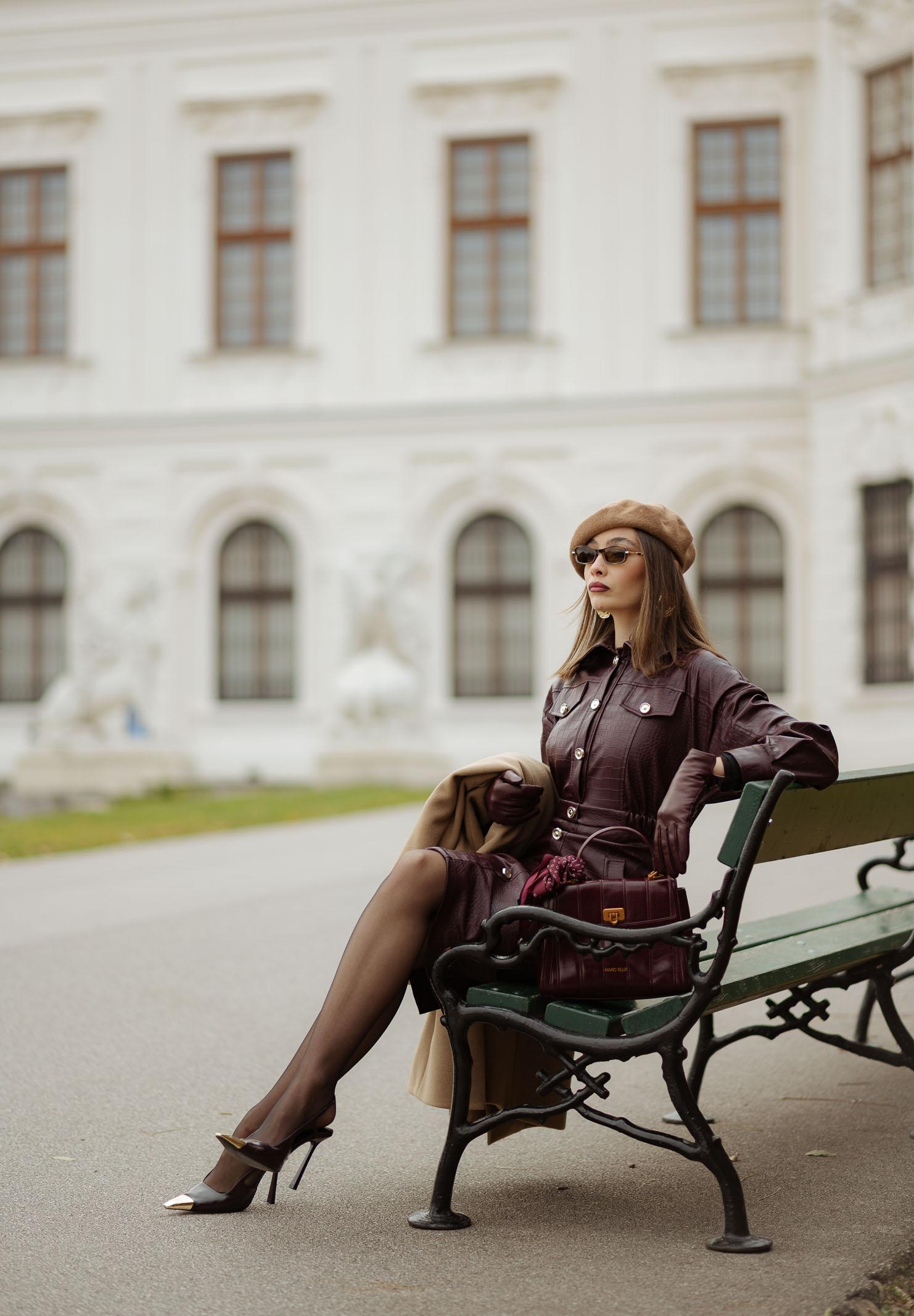 SANTAS Abito midi MYSTÈRE bordeaux da donna PV2618 BO SANTAS