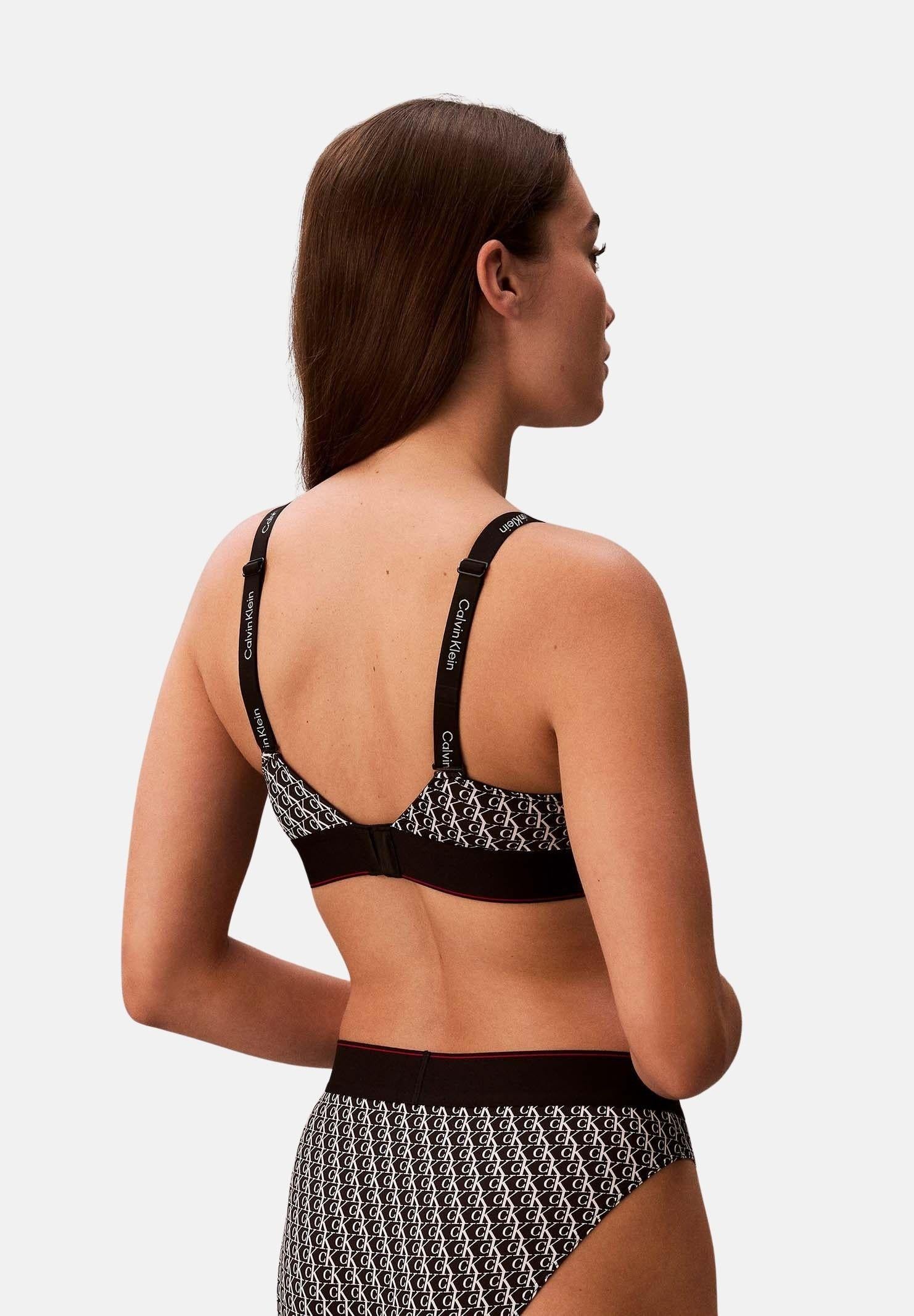 CALVIN KLEIN Bralette nera da donna con stampa logo LV00QF8877 2Y1 CALVIN KLEIN