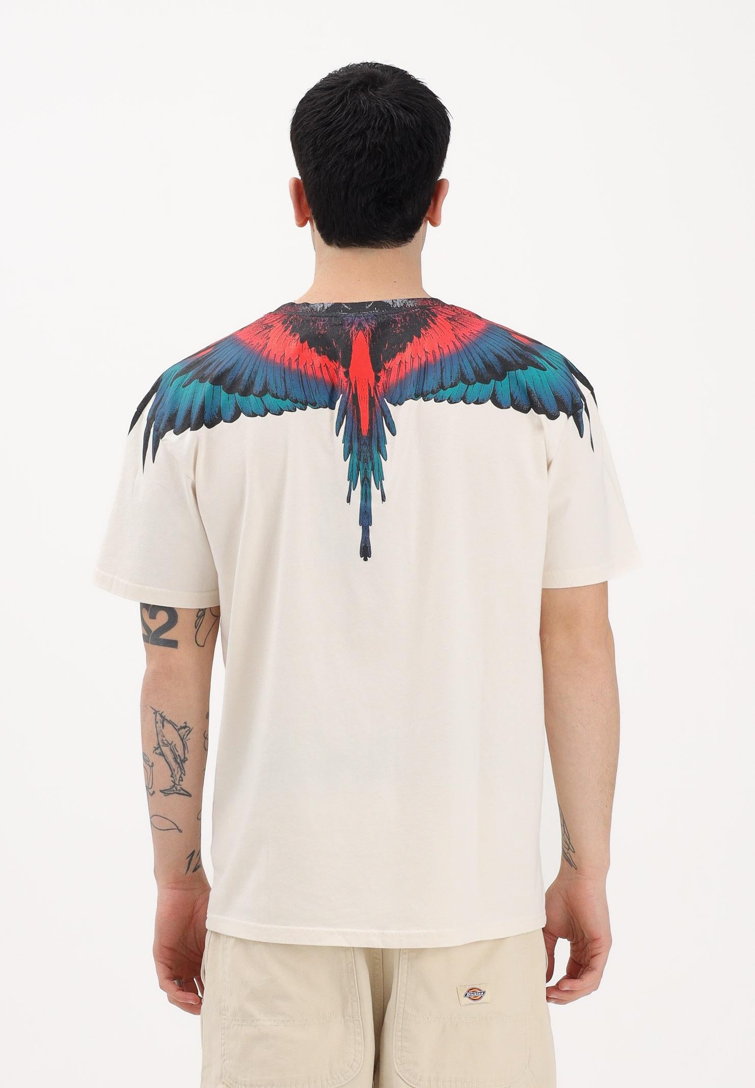 MARCELO BURLON COUNTY OF MILAN T-shirt a manica corta panna da uomo con stampa ali S6CMMATH029 412 MARCELO BURLON COUNTY OF MILAN