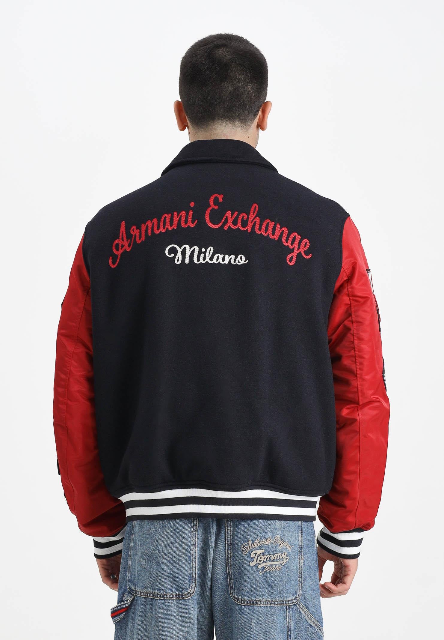 ARMANI EXCHANGE Bomber college blu e rosso da uomo con patch XM001106AF16601 MB164 ARMANI EXCHANGE