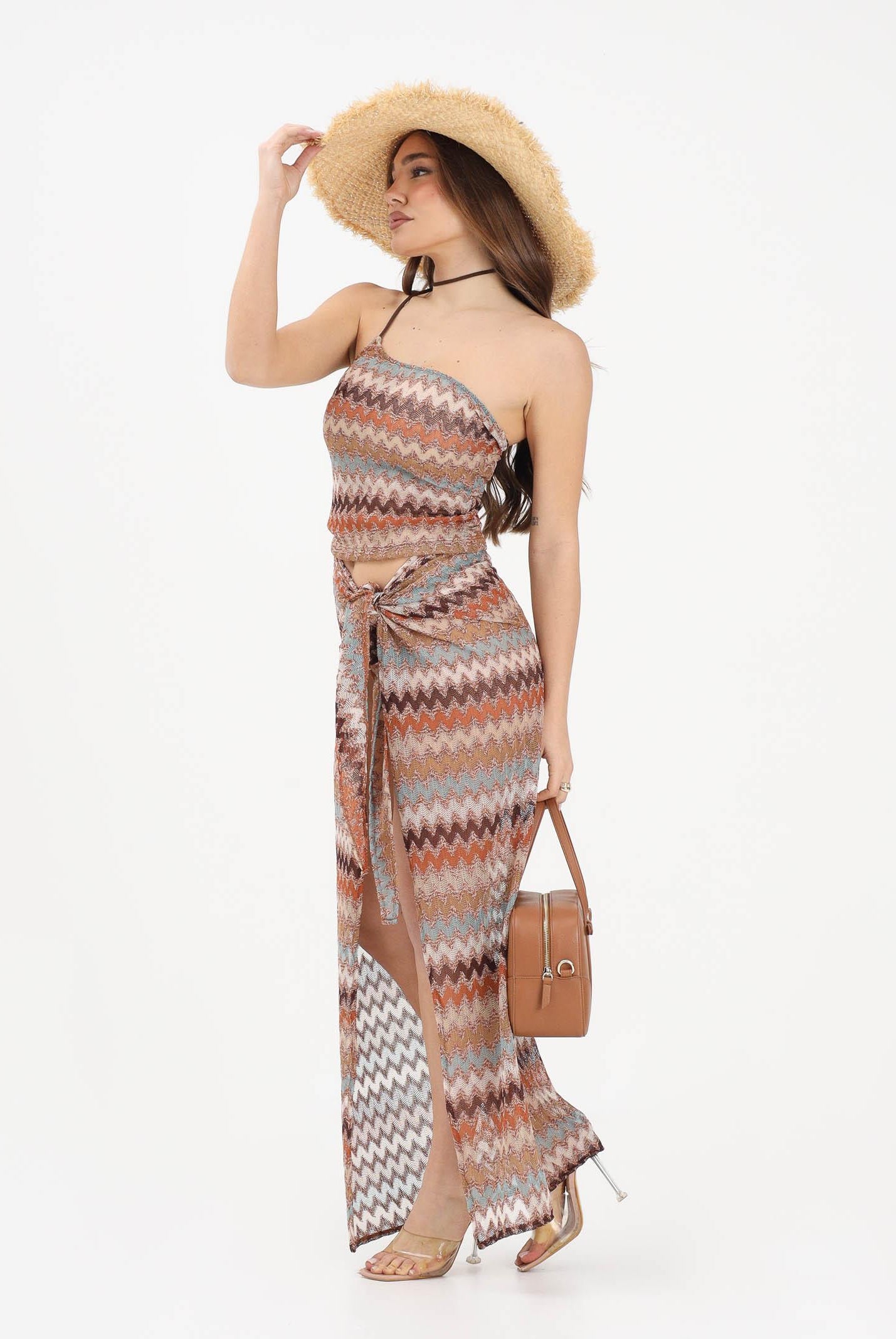 ME FUI Top multicolore da donna con lavorazione a zig-zag MF26-SW0406MC . ME FUI