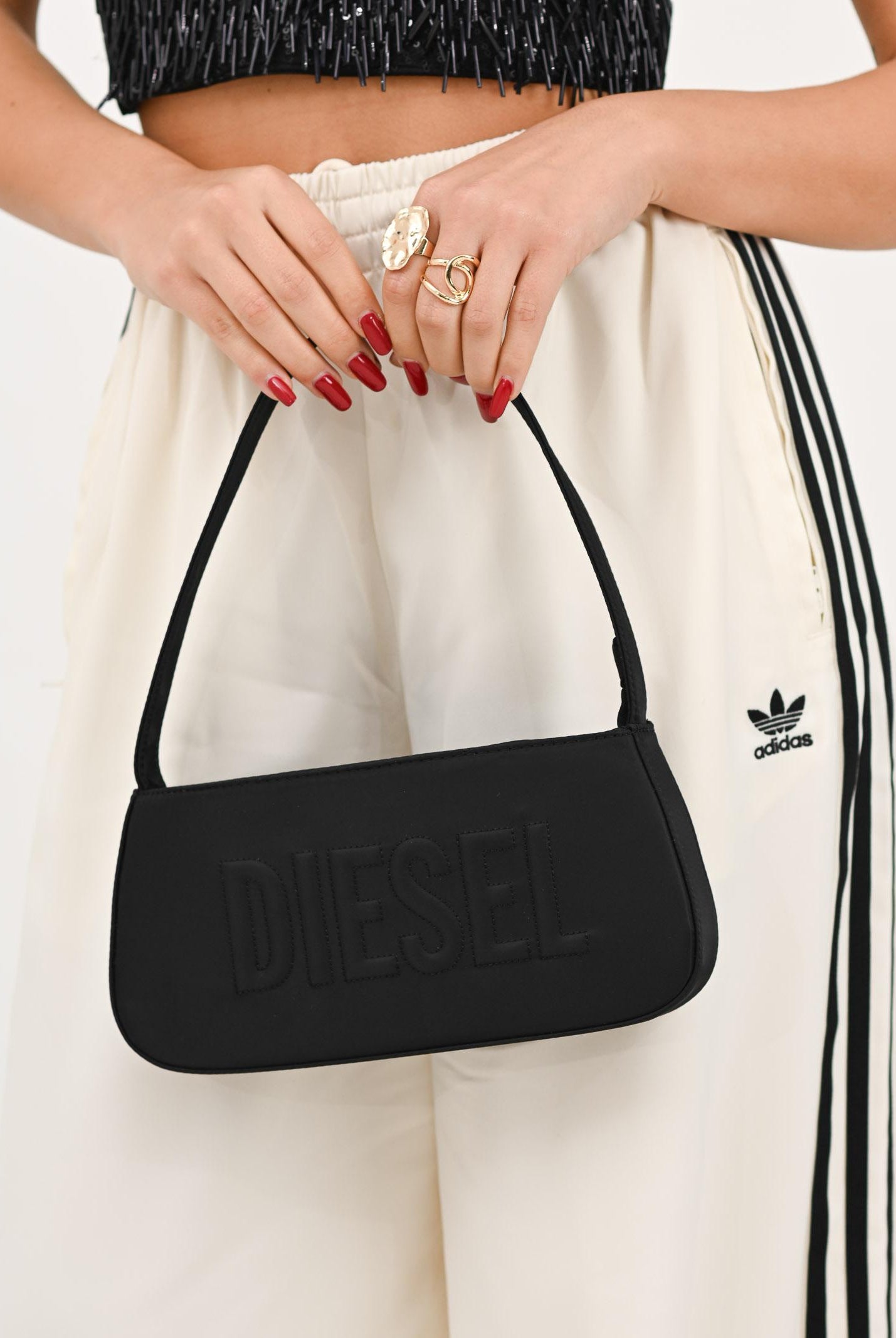 DIESEL Borsa a spalla WDELIA nera da donna J02521KXBEW K900 DIESEL