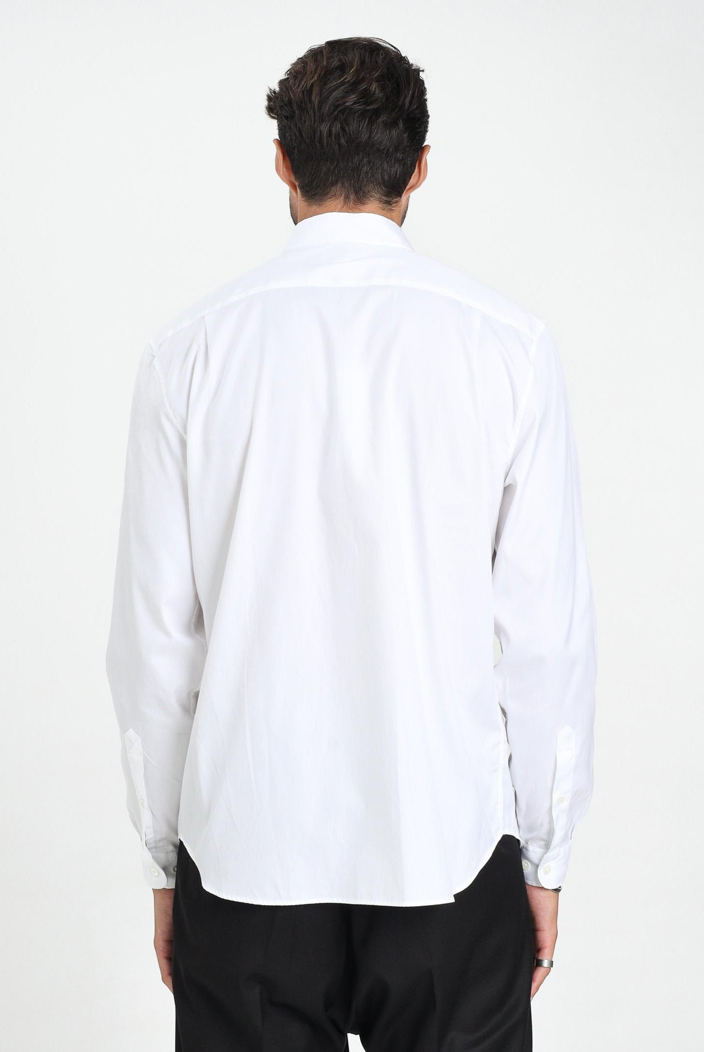 LACOSTE Camicia a manica lunga bianca da uomo con patch logo CH2933 001. LACOSTE